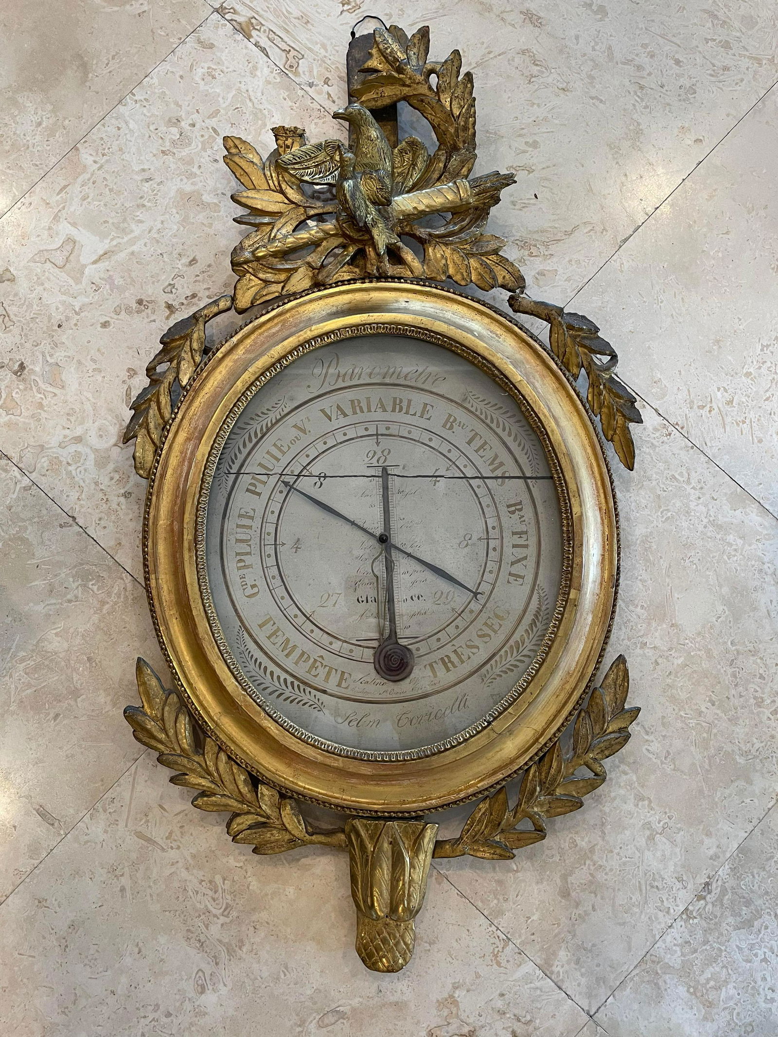 Late 18th Century French Gilded Louis XVI Barometer (1 of 4)