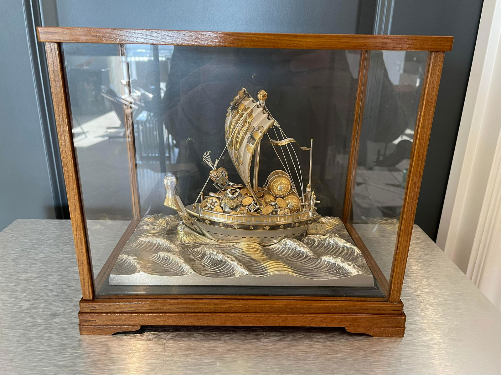 Antique Ship Art Encased In Shadowbox Believed To Be St (1 of 5)