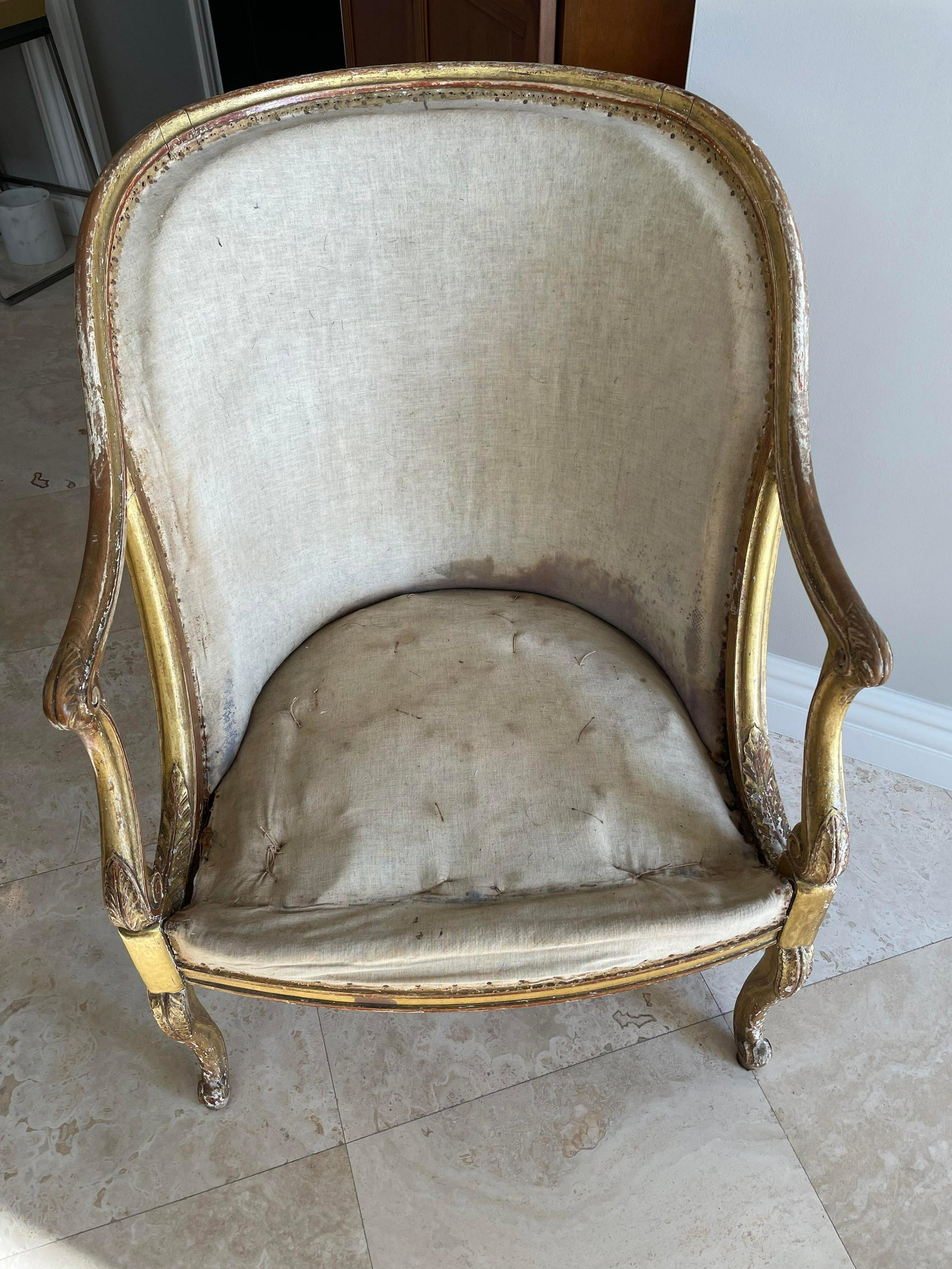 Louis XV Style Gilded French Bergere: Louis XV Style Gilded French Bergere