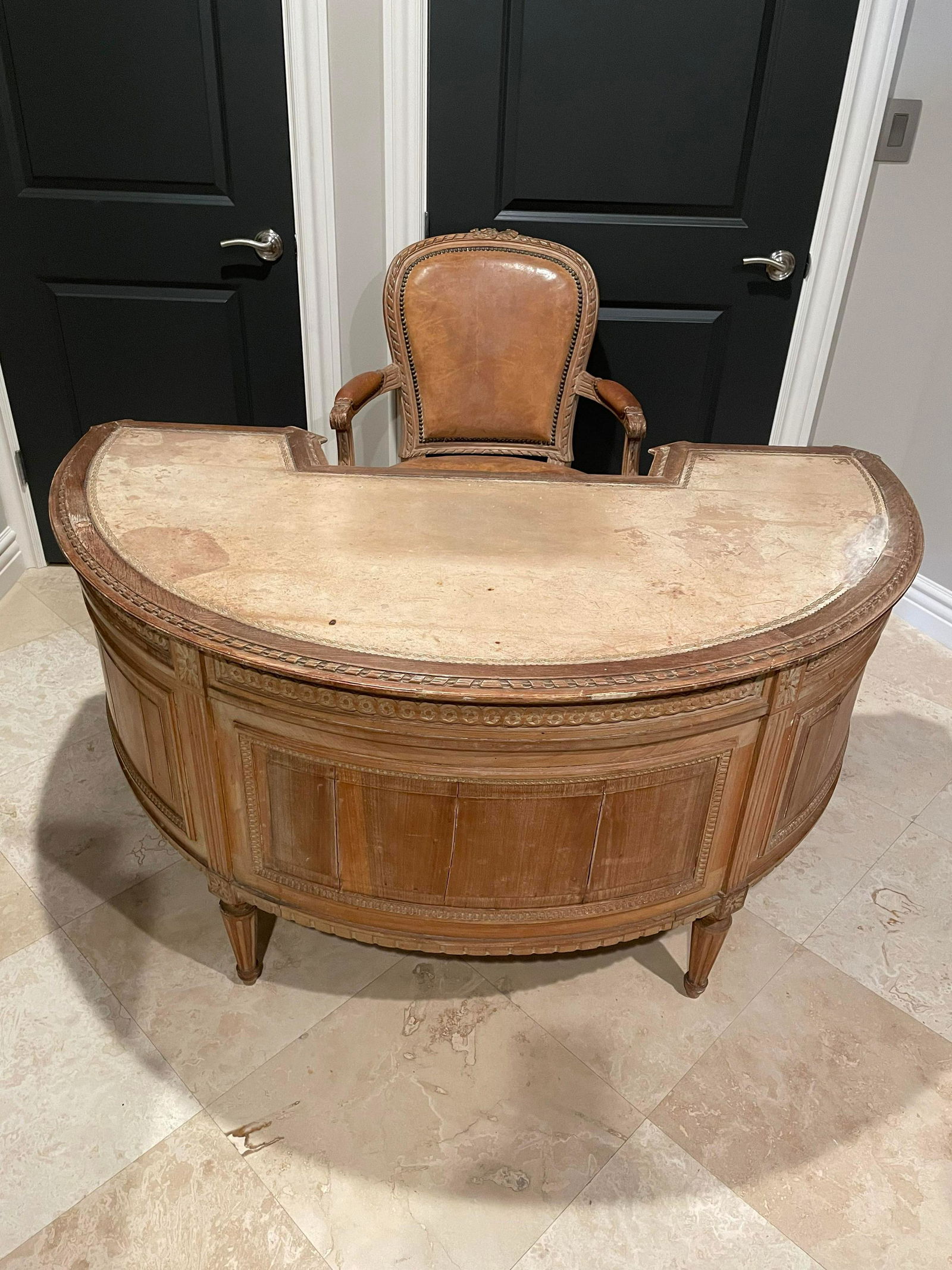 Antique Early Louis XVI Desk With Leather Chair (1 of 10)
