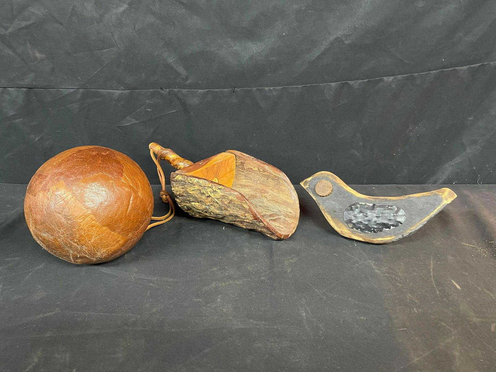 Leather Style Ball, Wooden Handmade Scoop With Wooden (1 of 2)