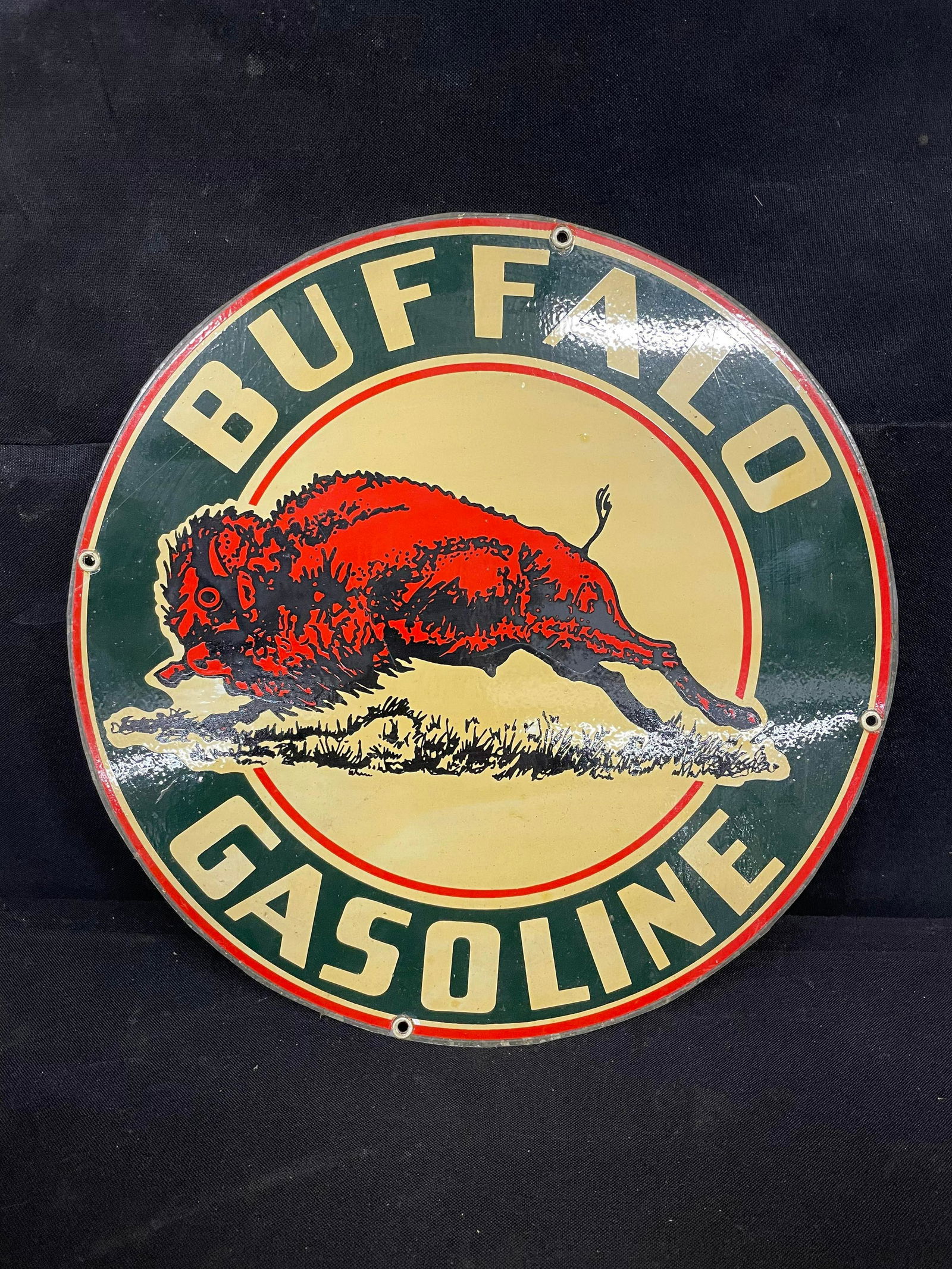 Buffalo Gasoline Round Porcelain Sign (1 of 1)