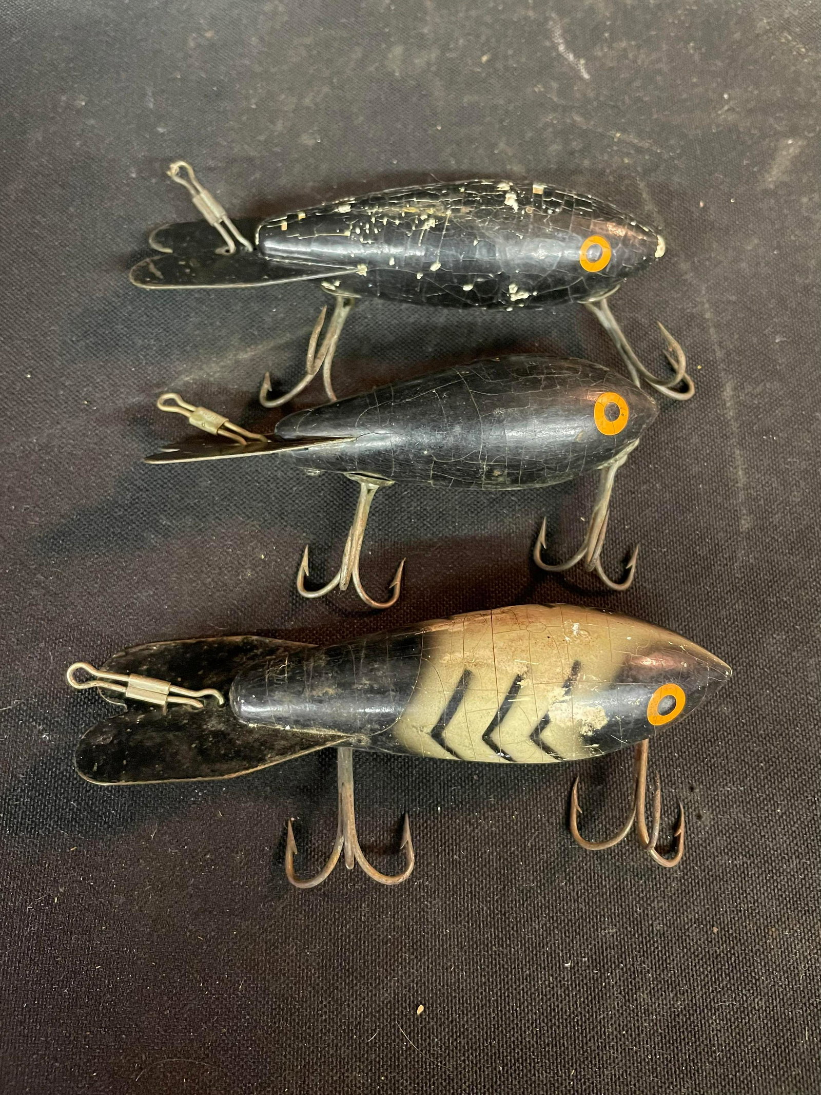 Trio Of Wooden Fishing Lures: Trio Of Wooden Fishing Lures