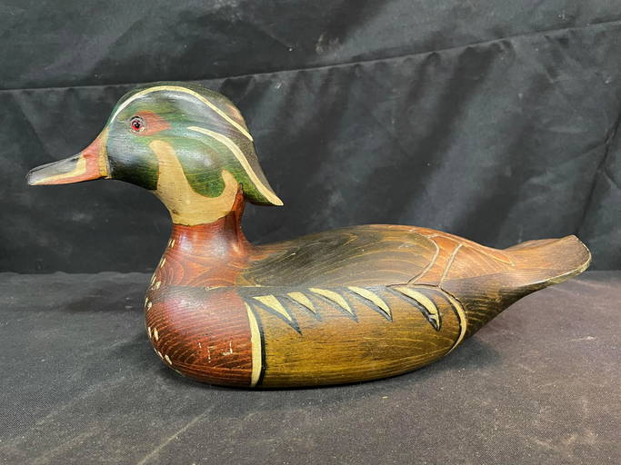 Tom Taber Wooden Carved Duck Decoy Signed