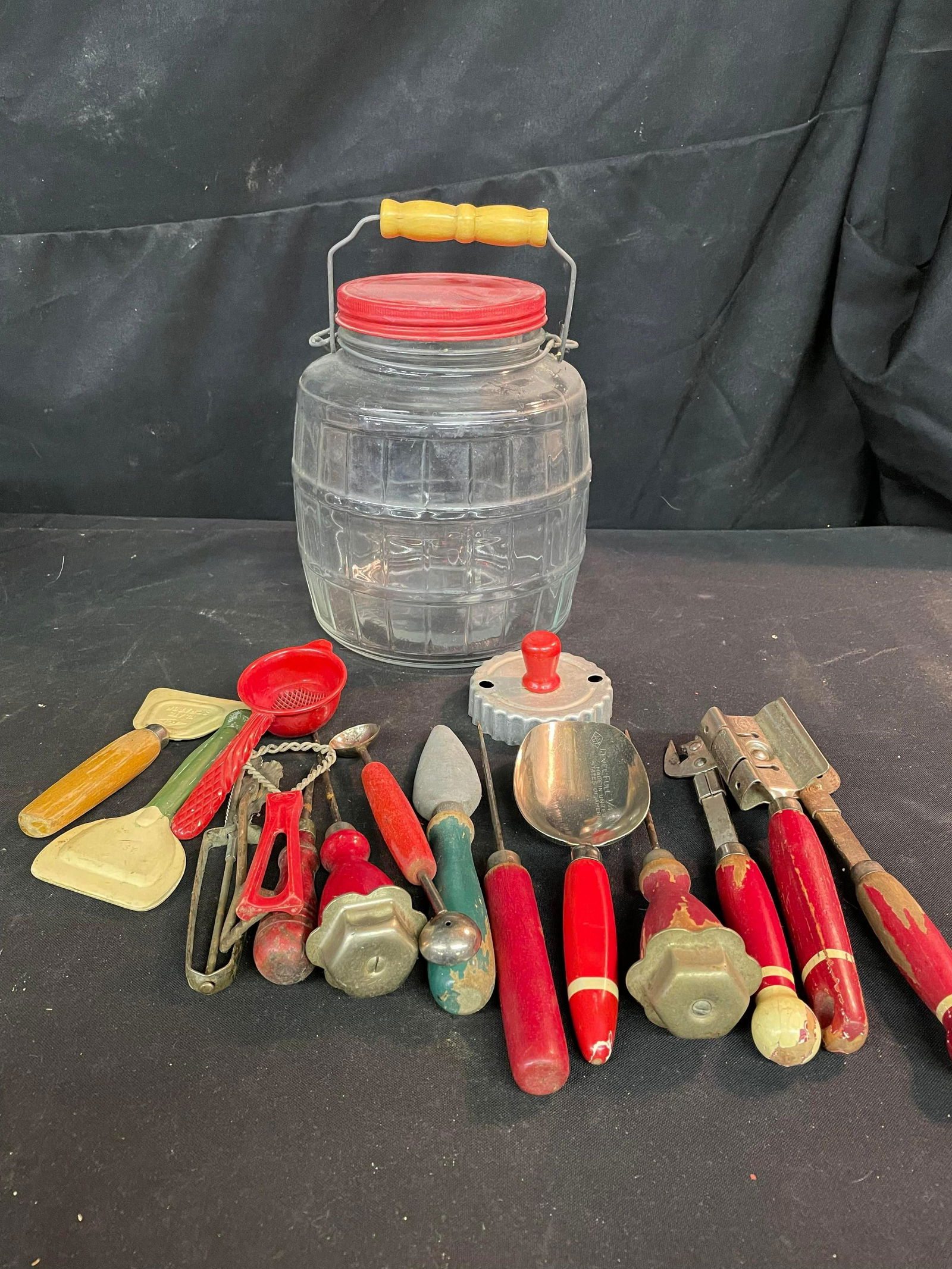 Barrel Style Jar With Collection Of Primitive Kitchen (1 of 1)