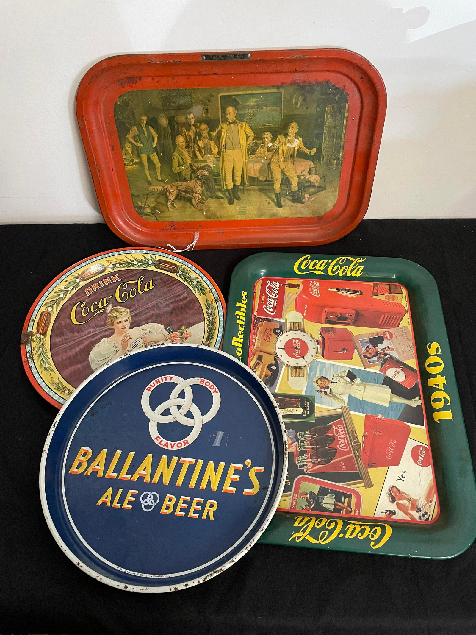 Metal Trays Including Coca-Cola, Ballantine's Beer And: Metal Trays Including Coca-Cola, Ballantine's Beer And "Sasor Coal Co."