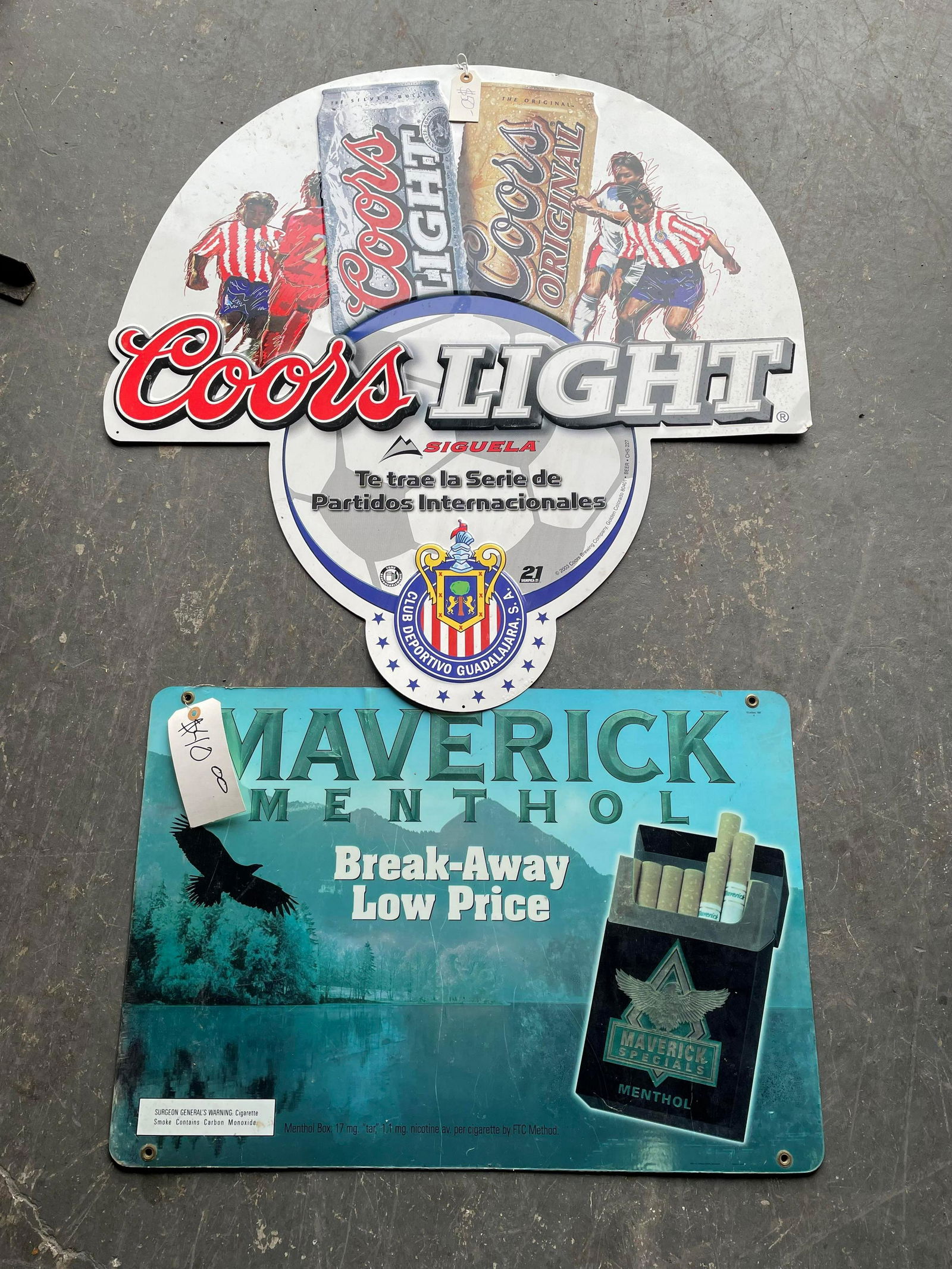 Coors Light And Maverick Menthol Metal Advertisement (1 of 1)