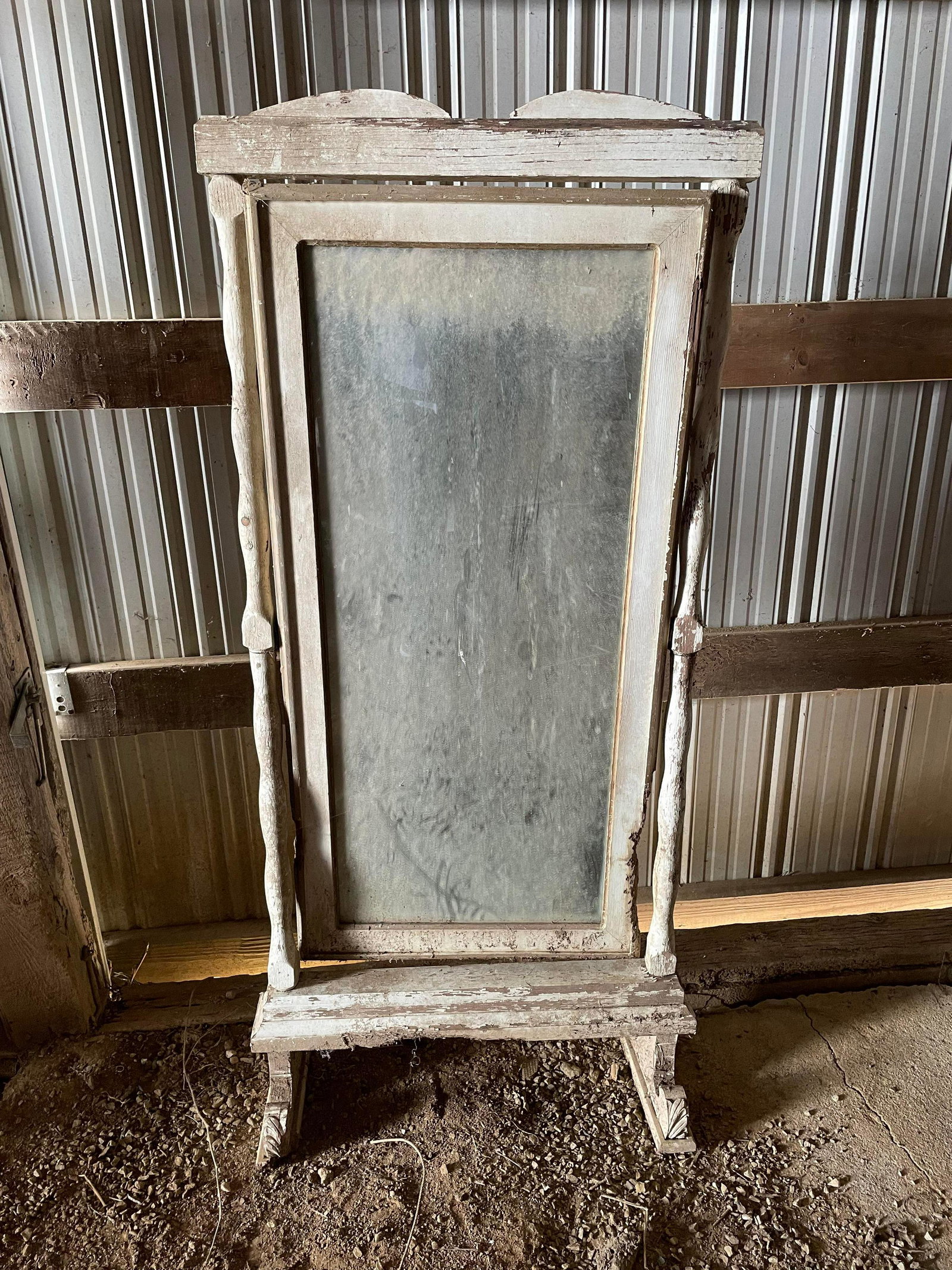 Antique Primitive Style Full Mirror (Fair Condition): Antique Primitive Style Full Mirror (Fair Condition)