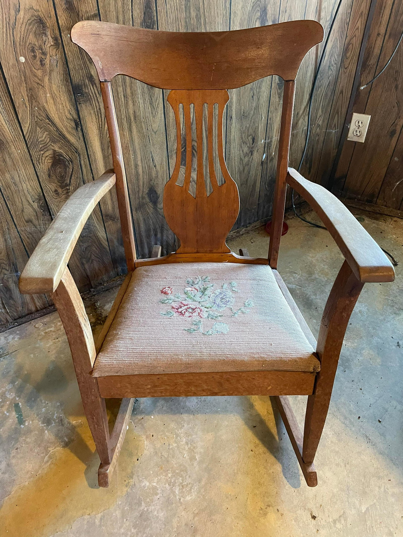 Antique Needlepoint Rocking Chair: Antique Needlepoint Rocking Chair