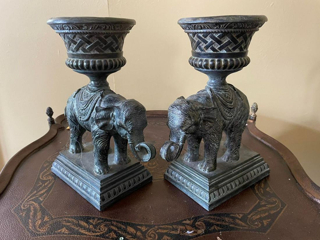 Pair of Asian Elephant Planters (11" Tall): Pair of Asian Elephant Planters (11" Tall)