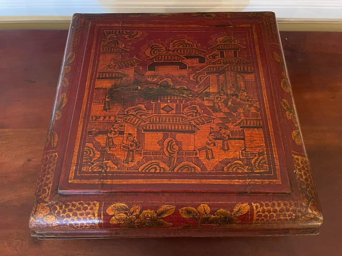 Lacquer Square Box, Tung Chih Period AD 1862-1875 of China Dynasty 15x15x5: Lacquer Square Box, Tung Chih Period AD 1862-1875 of China Dynasty 15x15x5