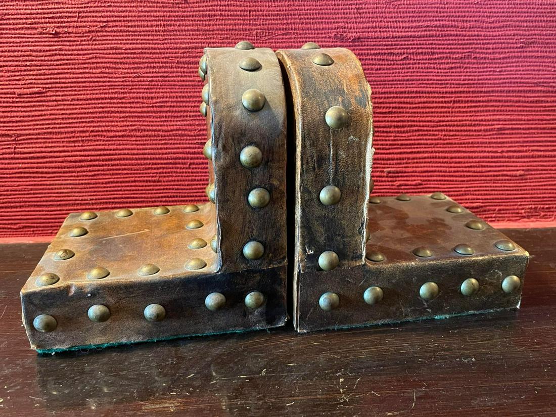 Studded Leather Book Ends - 6" (1 of 1)