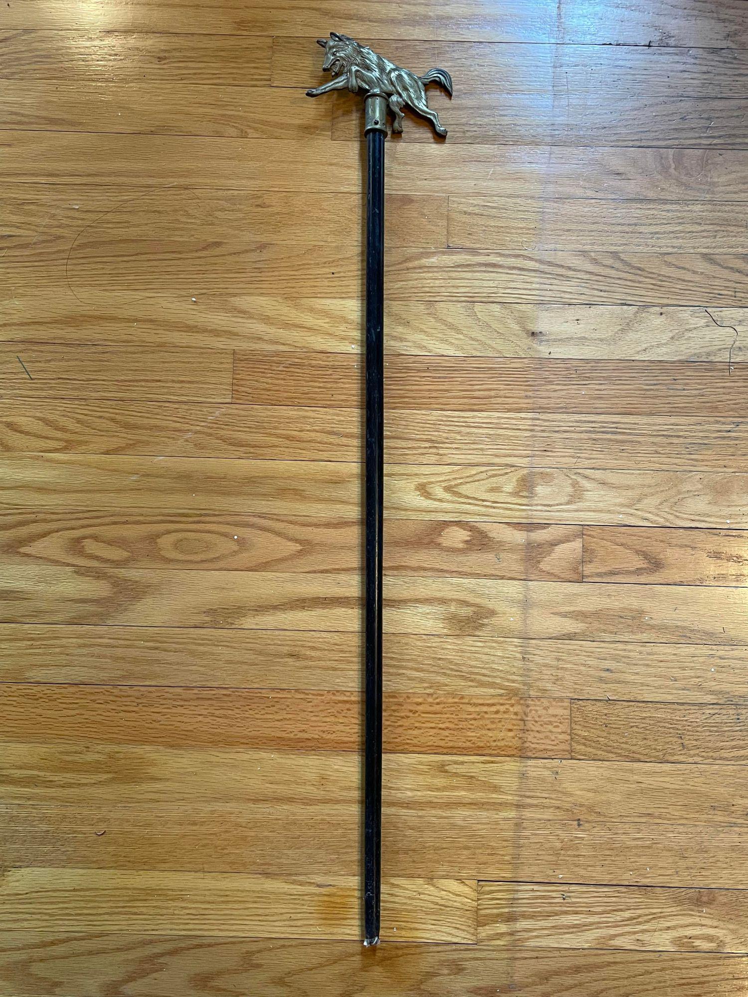 Cane w/ Brass Wolf Top ( Wolf 6" , Cane is 36") (1 of 2)