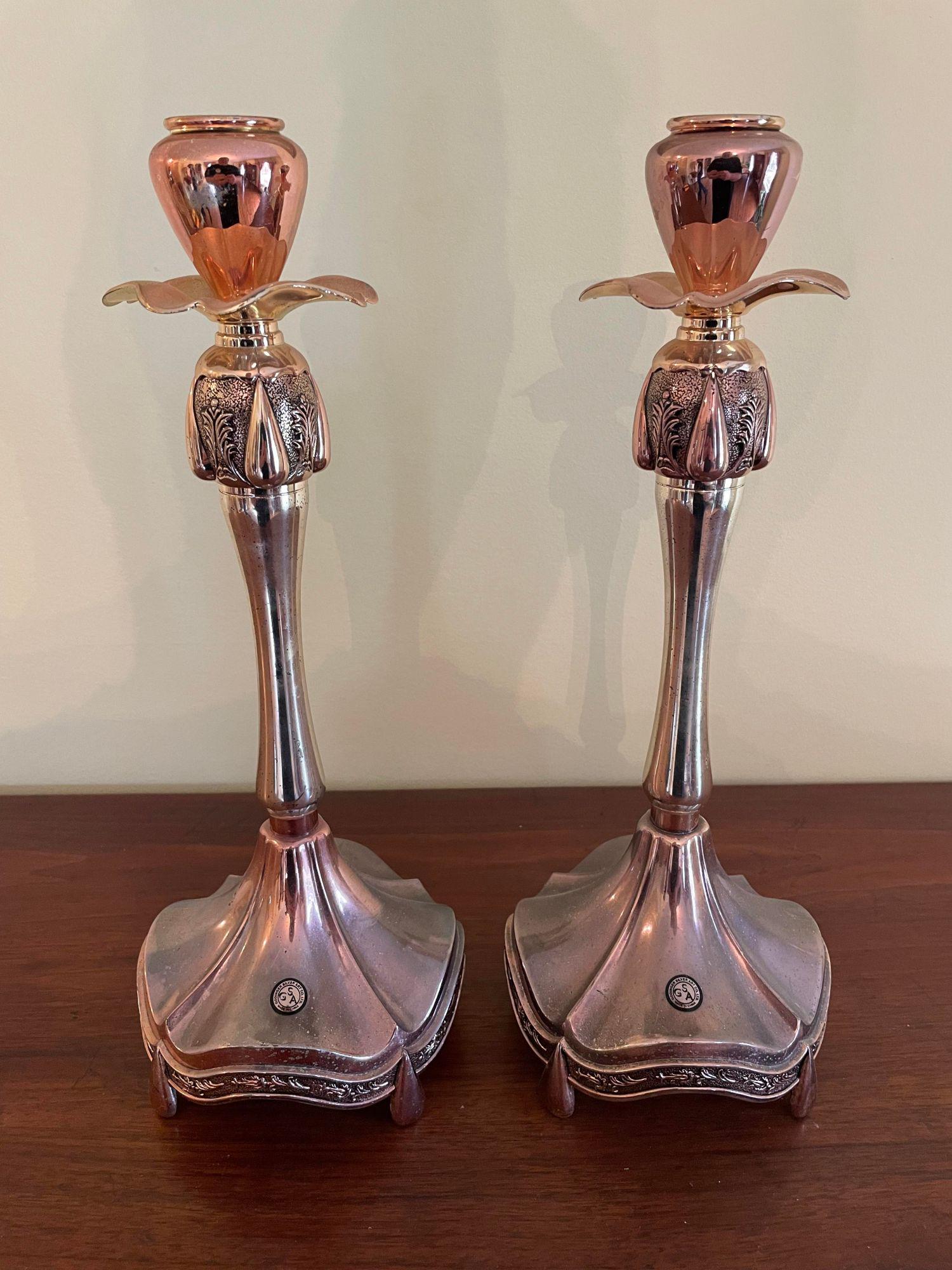 Metal (Silver Art Deco) Candlesticks 14" T (1 of 1)