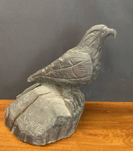 Early Folk-Art Style Carved Wooden Eagle Signed Ralph White (20"x22"x14"): Early Folk-Art Style Carved Wooden Eagle Signed Ralph White (20"x22"x14")