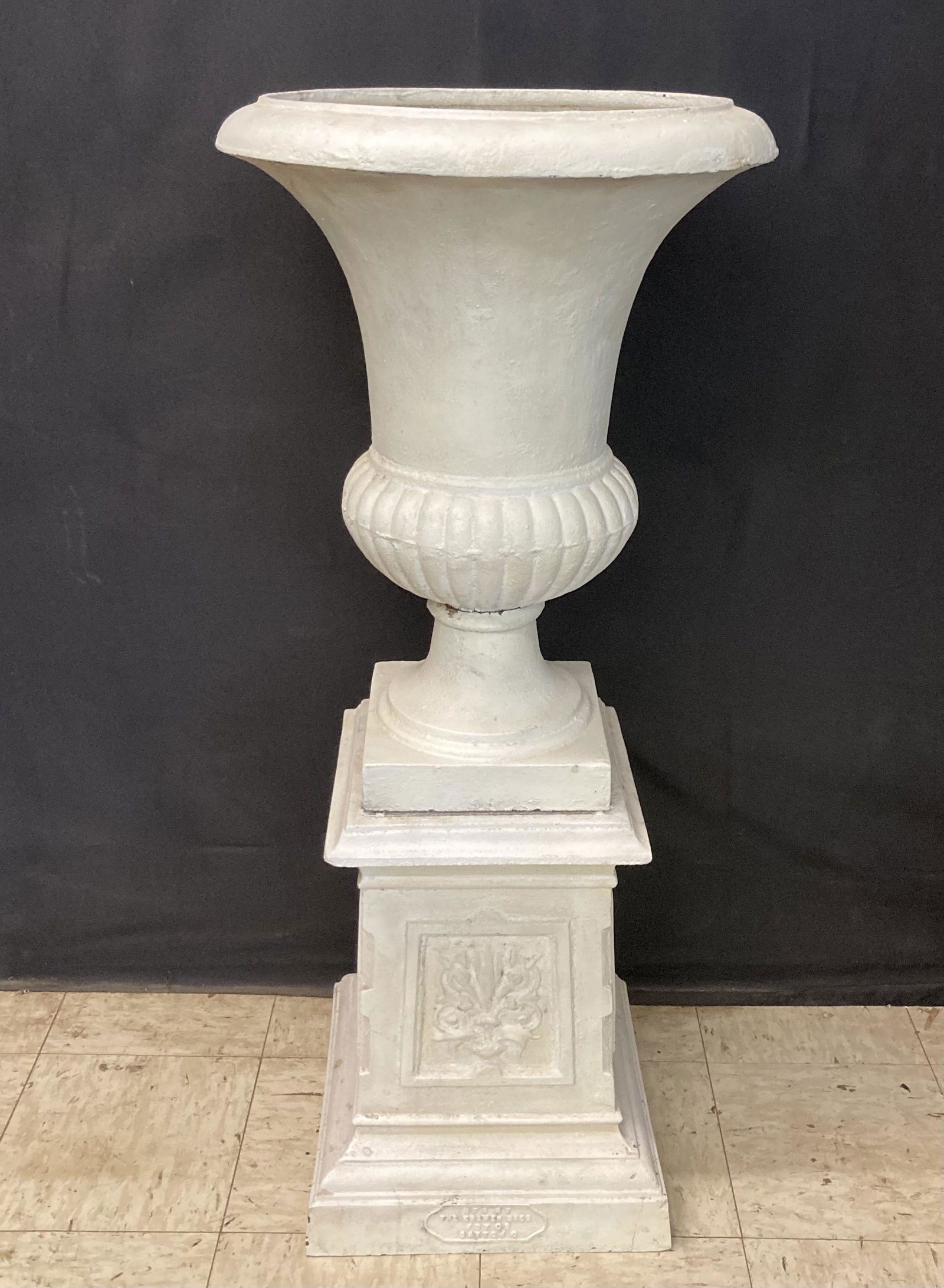 Early Large Cast Iron Urn On Stand Made By The Kramer Bros FDY Company Dayton, Ohio. (50"x22") (1 of 3)