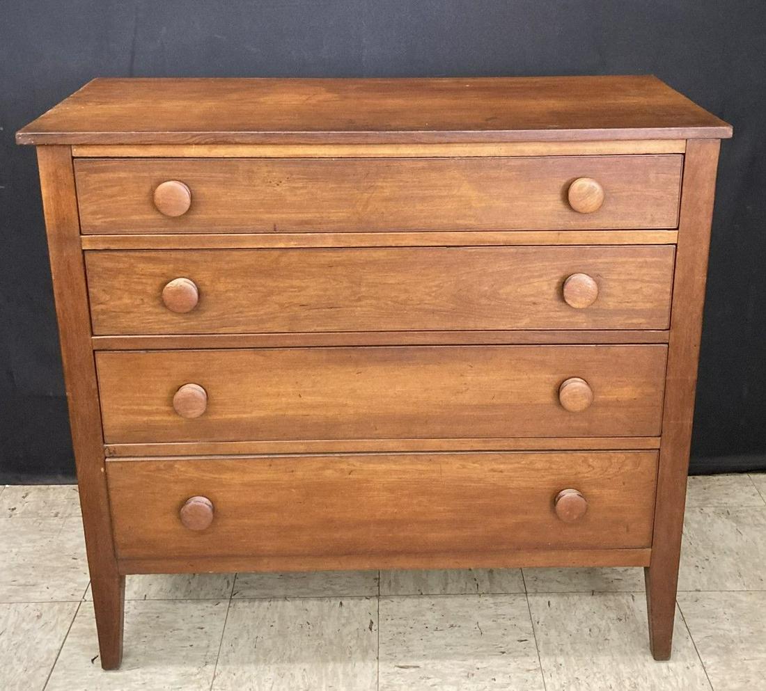 Early Cherry 4 Drawer Chest With Joined And Paneled Construction With Dovetailed And Scratch Beaded (1 of 4)