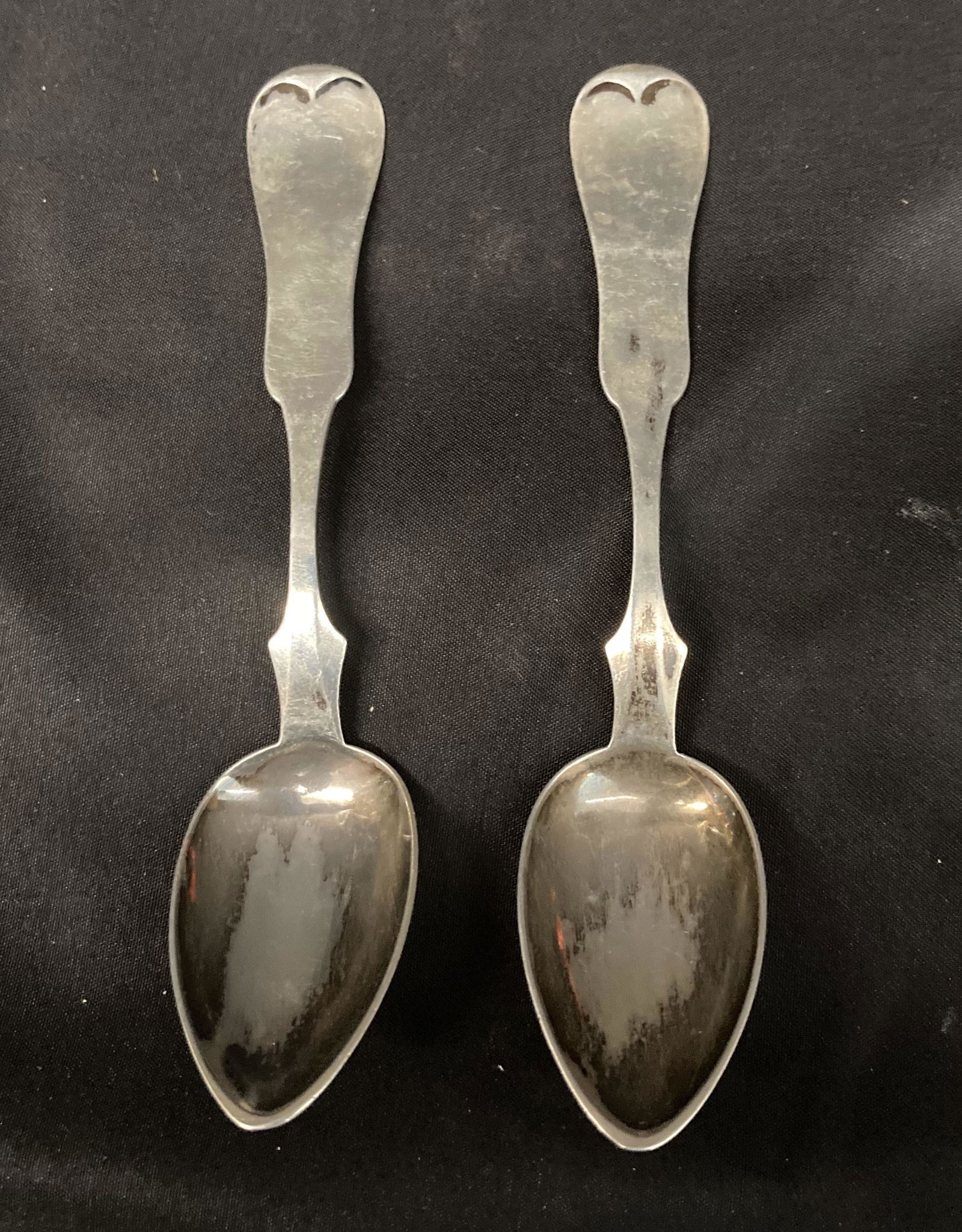 Two Coin Silver Spoons Marked Duhme And Co. (5.75"): Two Coin Silver Spoons Marked Duhme And Co. (5.75")