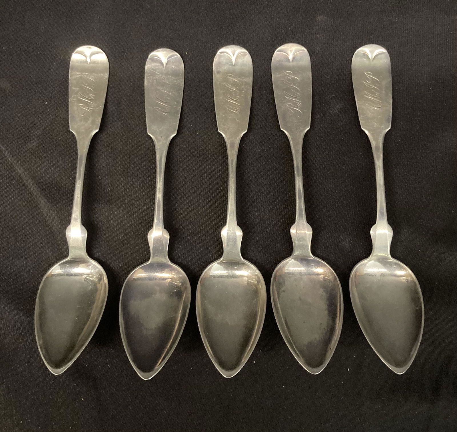 Set Of 5 Coin Silver Spoons Marked HT Jerecki PA. (5.75") (1 of 2)