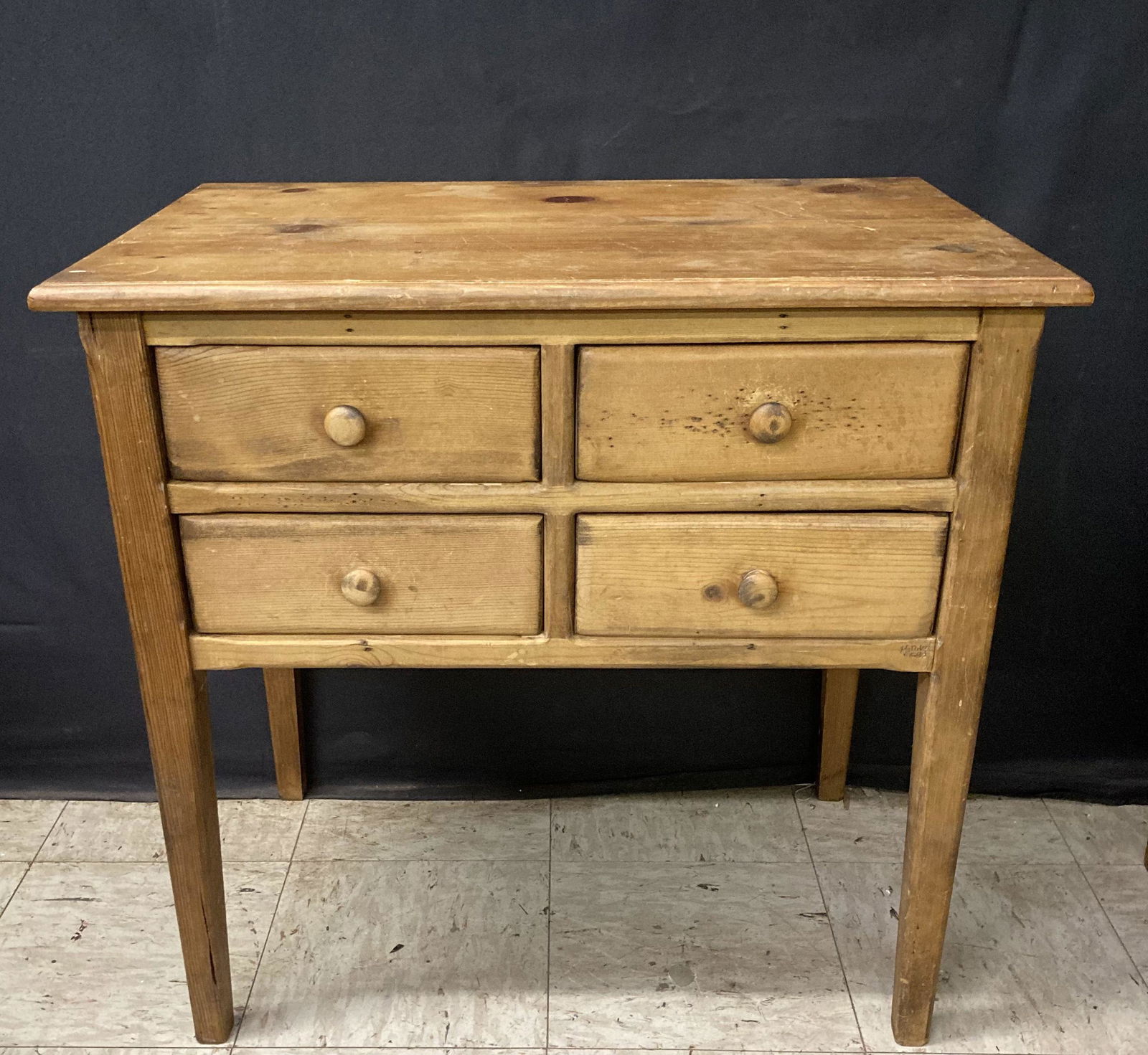 Hepplewhite Style Four Drawer Work Table On Tall Tapered Legs (29"x30"x20") (1 of 2)