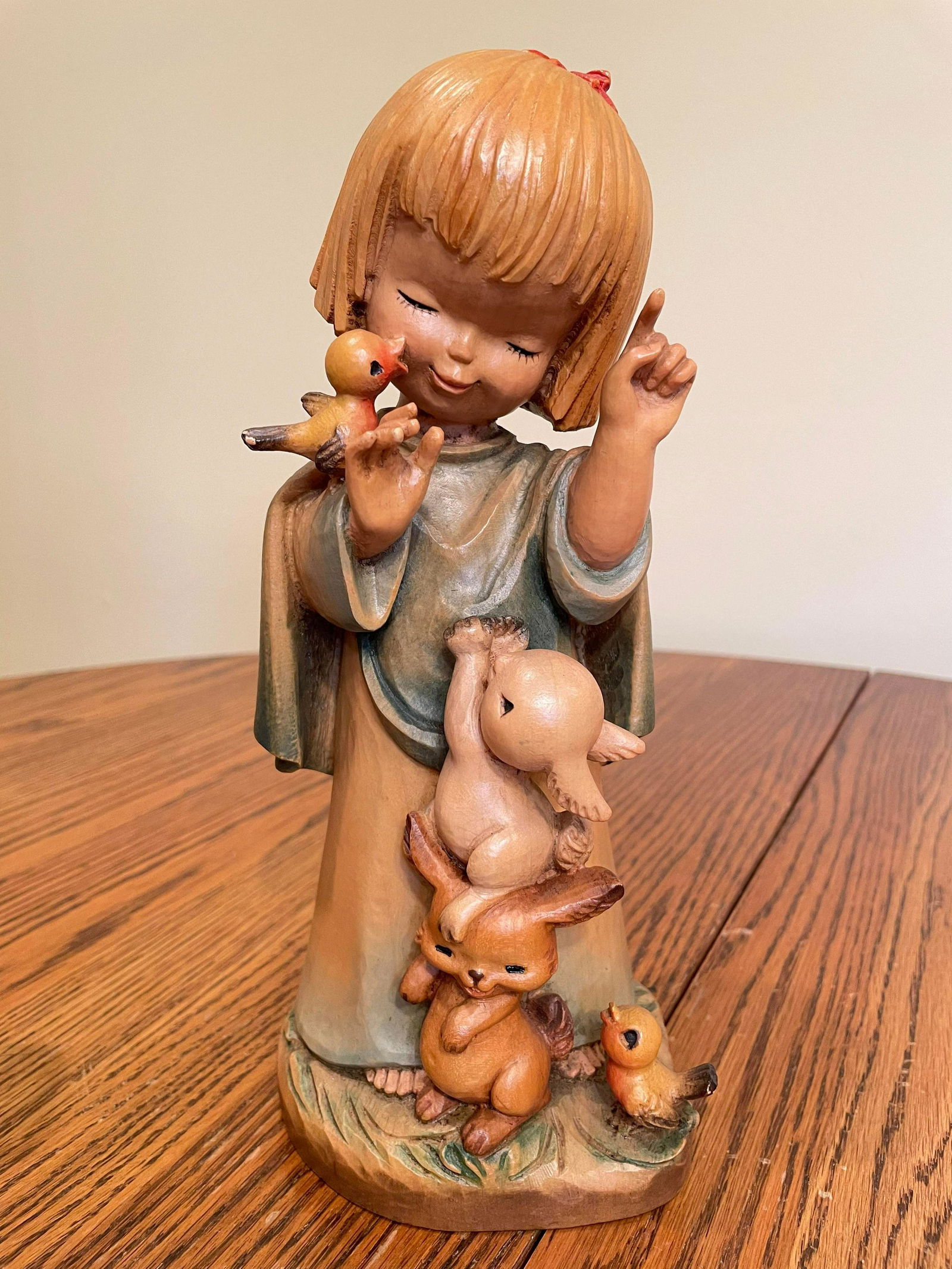 Large Carved Wooden Little Girl Figure By Anri 10" (1 of 1)