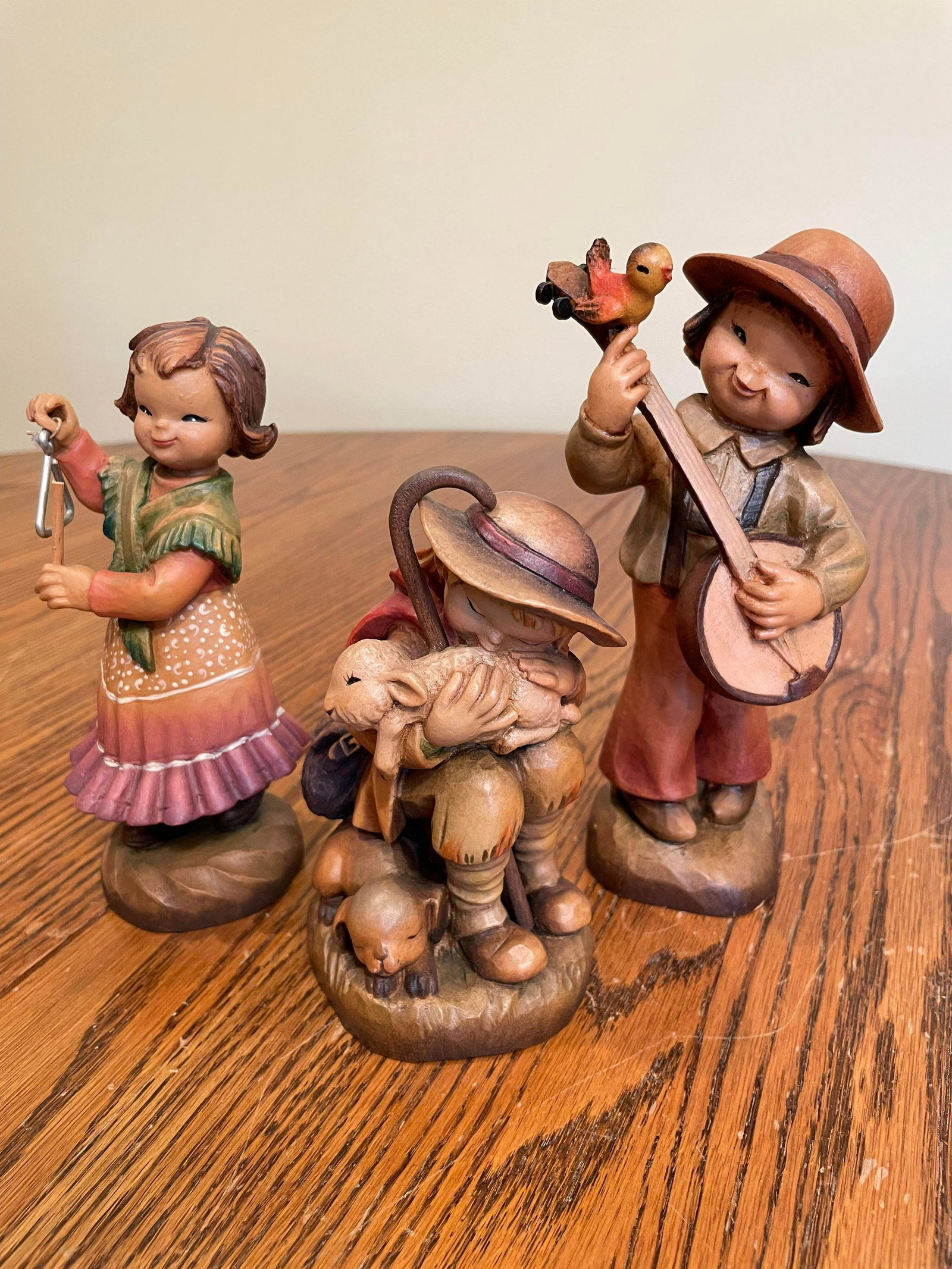 Trio Of Carved Wooden Anri Figures 5" (1 of 1)