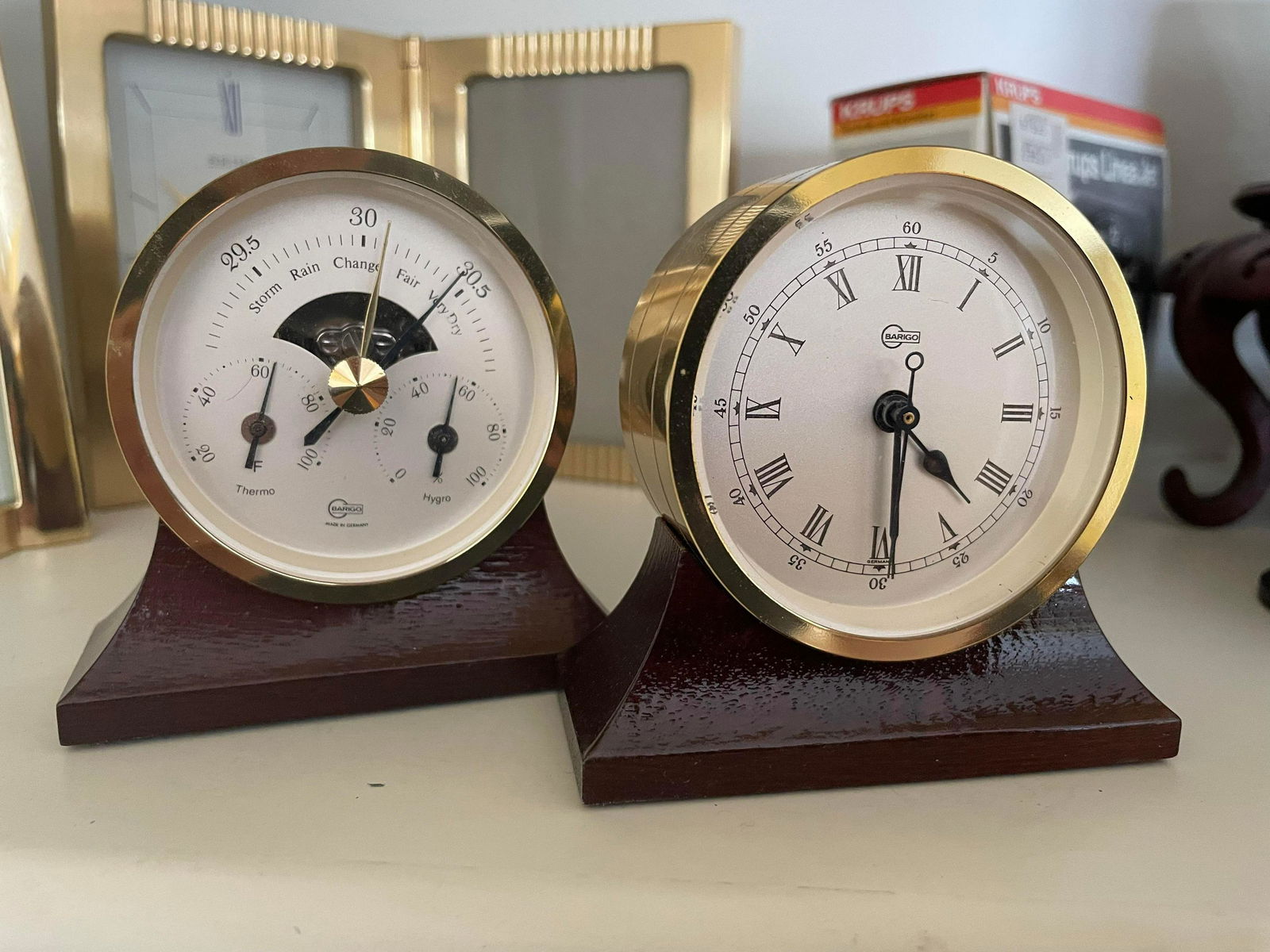 Barigo German Desktop Clock And Barometer 3" (1 of 1)