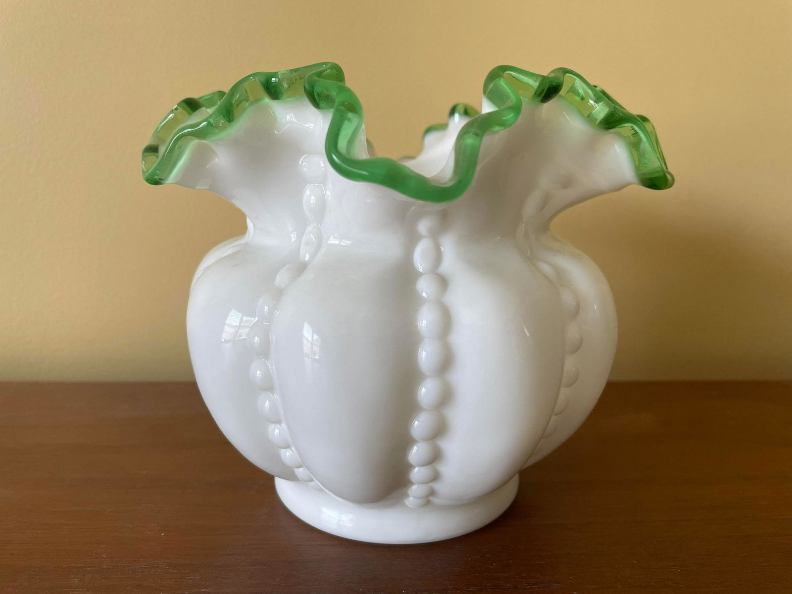 Fenton Ruffled Edge Vase 6" Dia. (1 of 2)
