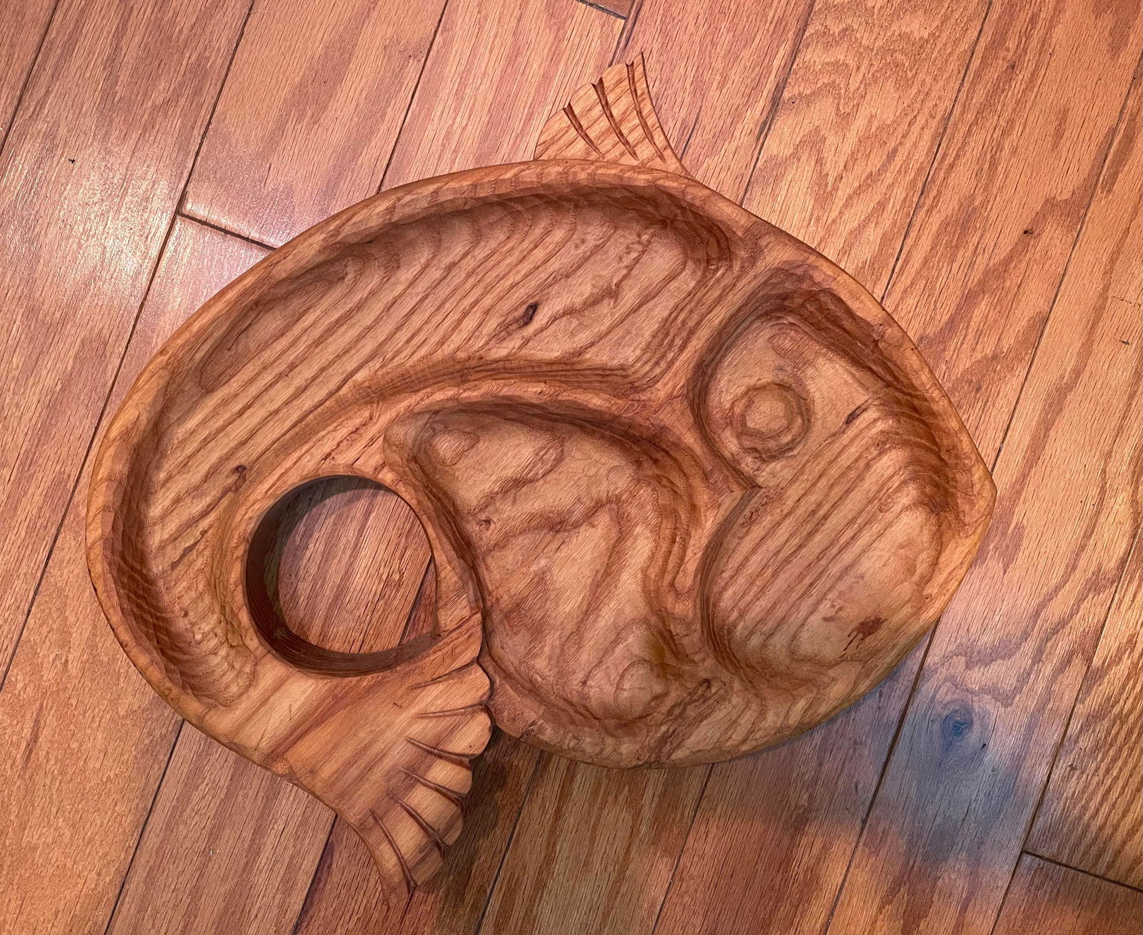 Wooden "Handmade" Fish Serving Dish/Divided Dish 16" (1 of 1)