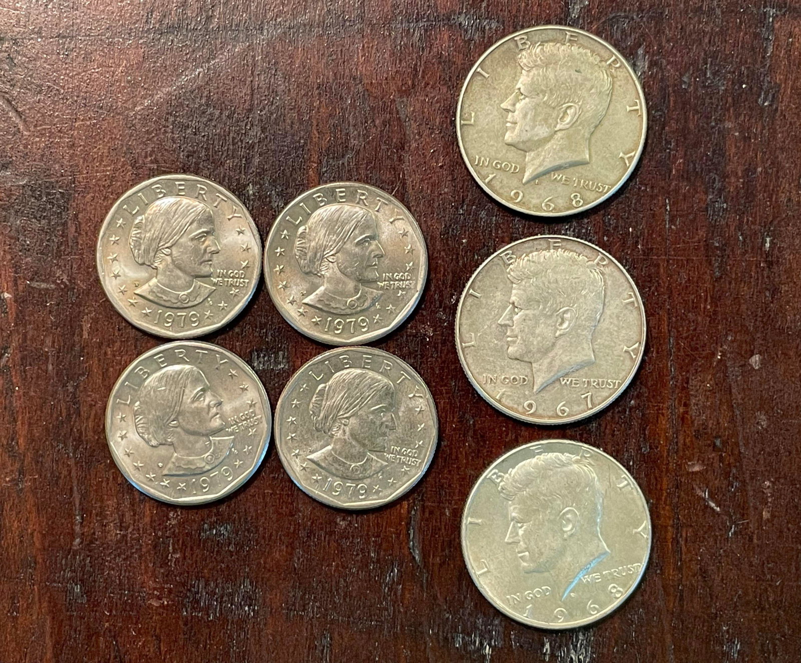 1968, 68, 67 Kennedy Halves And 4 1979 Susan B. Anthony's: 1968, 68, 67 Kennedy Halves And 4 1979 Susan B. Anthony's