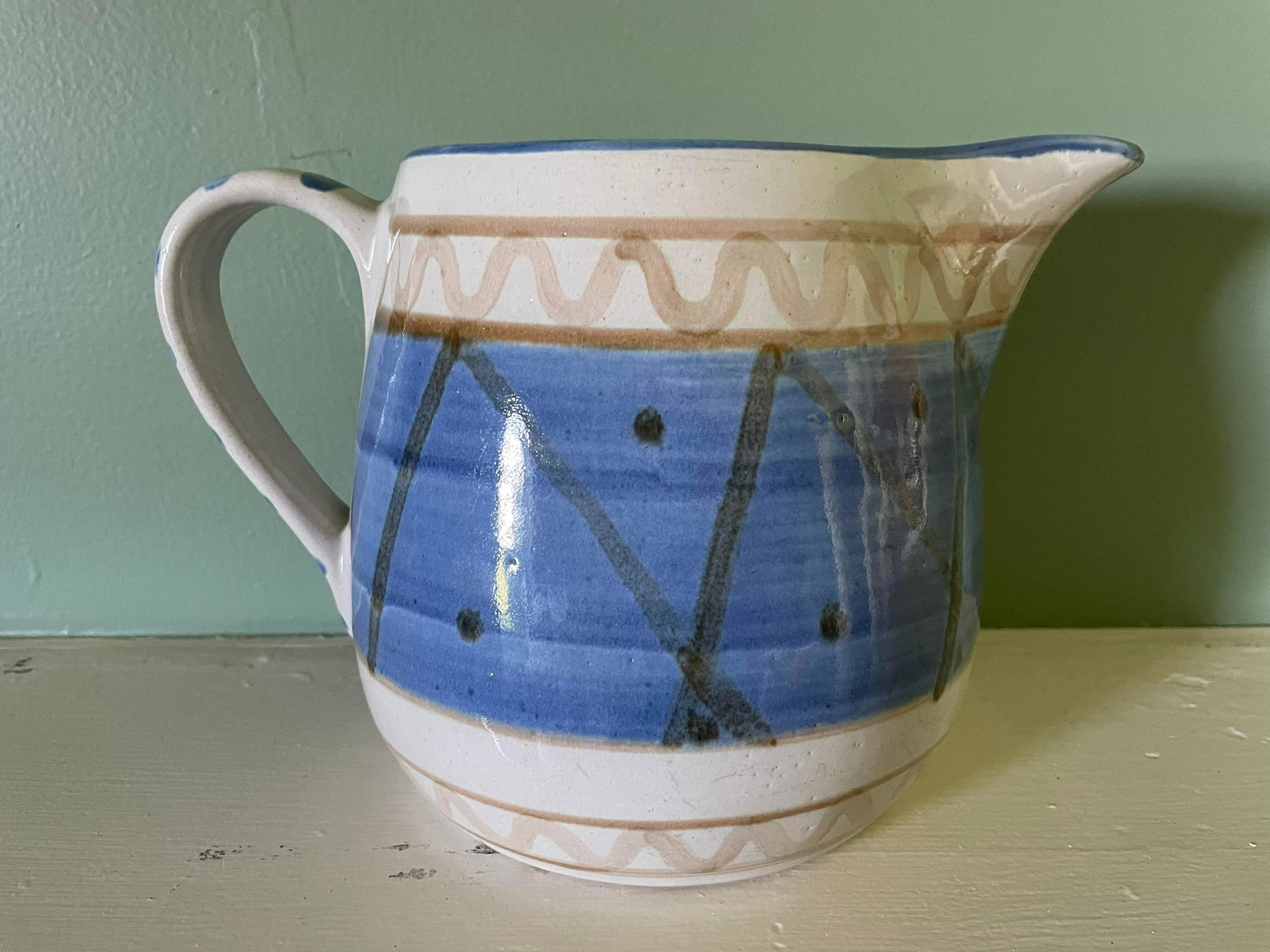 Stoneware Pottery Pitcher Marked By Artist John B. Taylor U.S.A.: Stoneware Pottery Pitcher Marked By Artist John B. Taylor U.S.A.