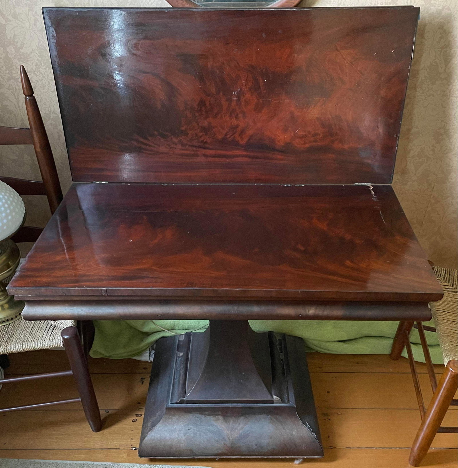Antique Mahogany Flip Top Game Table As Found 36"w 18"d 29"h: Antique Mahogany Flip Top Game Table As Found 36"w 18"d 29"h