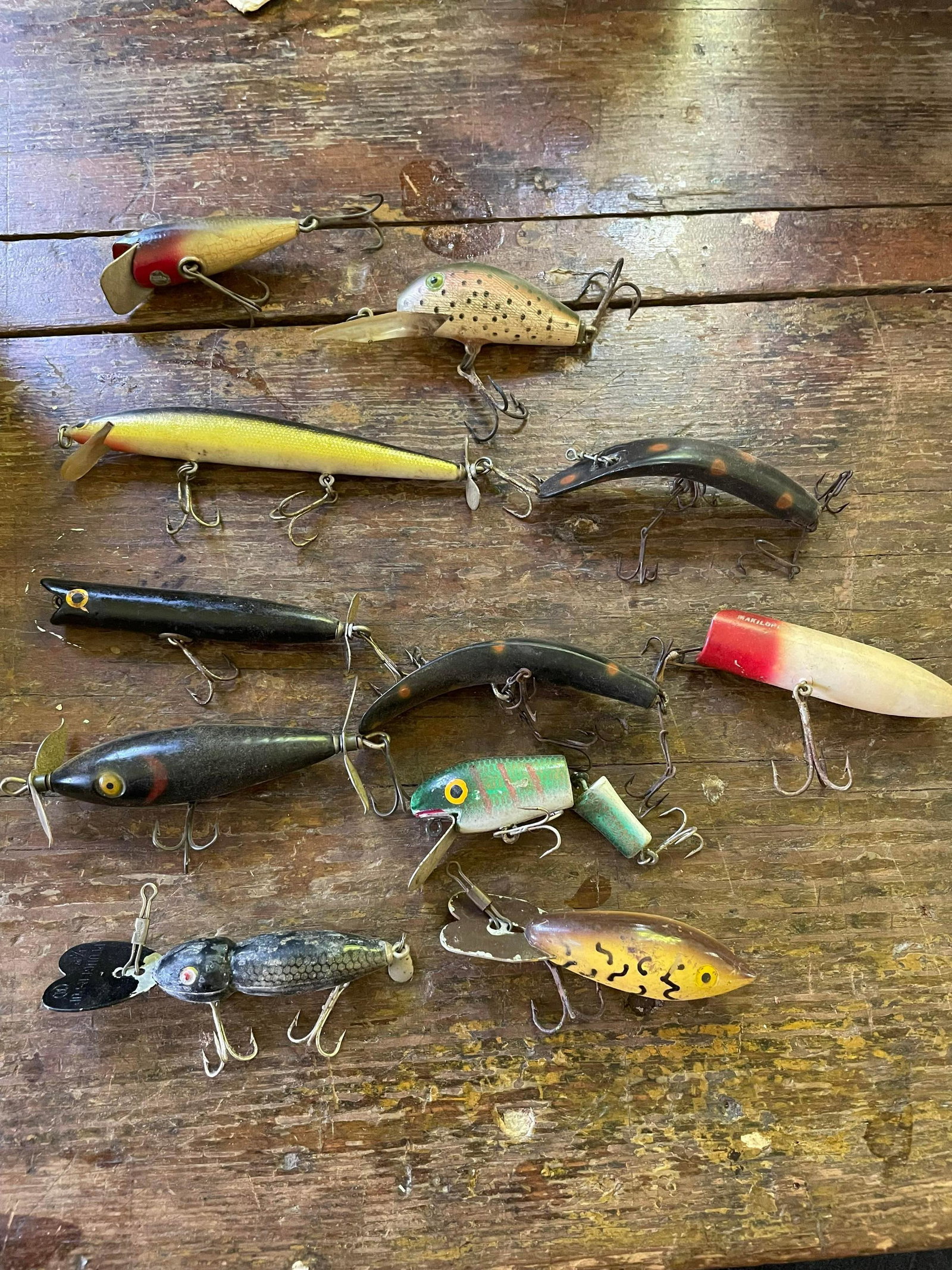 Group Of Various Vintage Fishing Lures And Wooden Fishing Lures: Group Of Various Vintage Fishing Lures And Wooden Fishing Lures