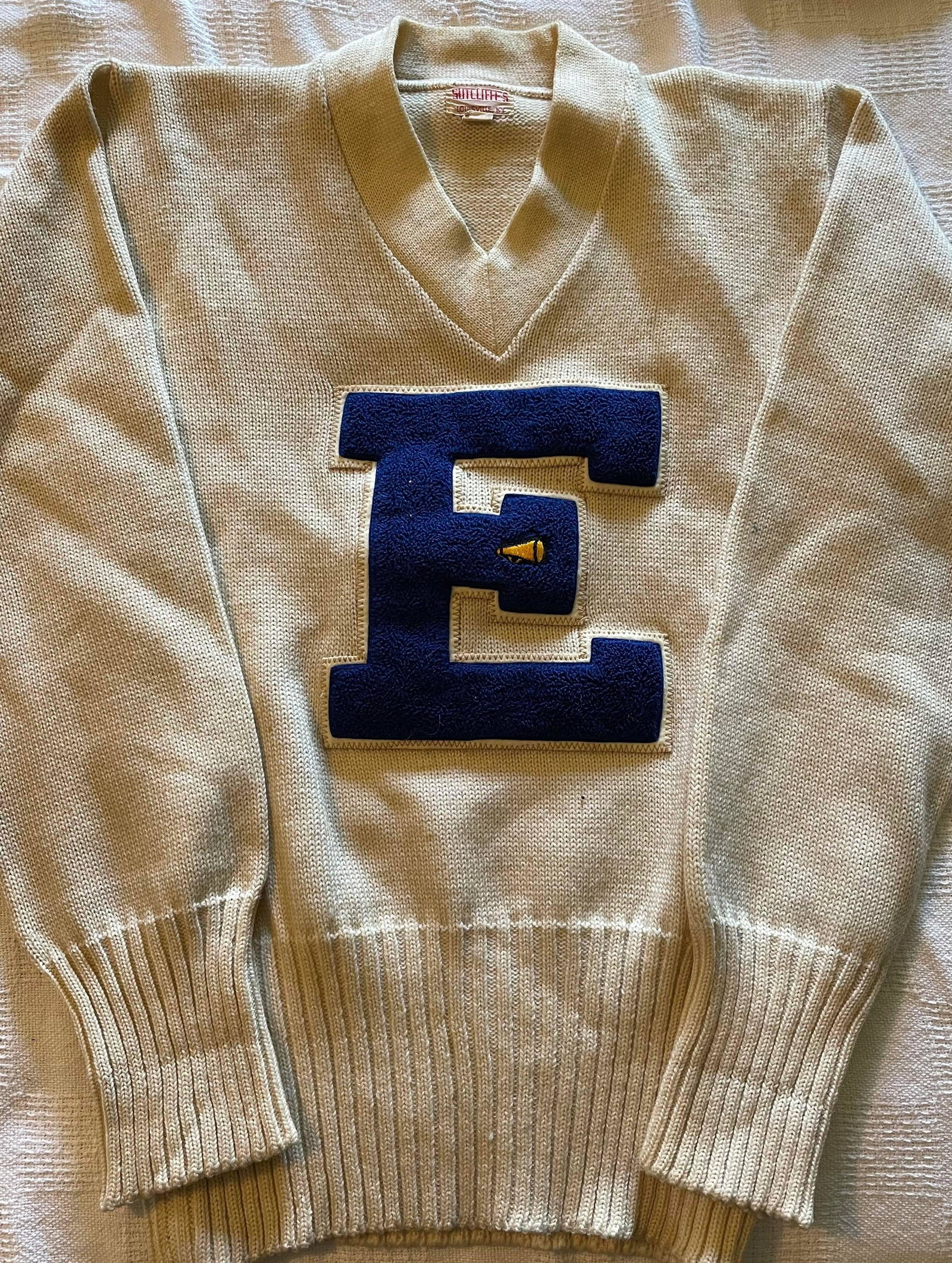 Vintage Eastern High School Varsity Letter Cheer Sweater Wool From Sutcliffe's In Louisville, KY.: Vintage Eastern High School Varsity Letter Cheer Sweater Wool From Sutcliffe's In Louisville, KY. Appears To Be In Great Condition 25" From Top To Bottom