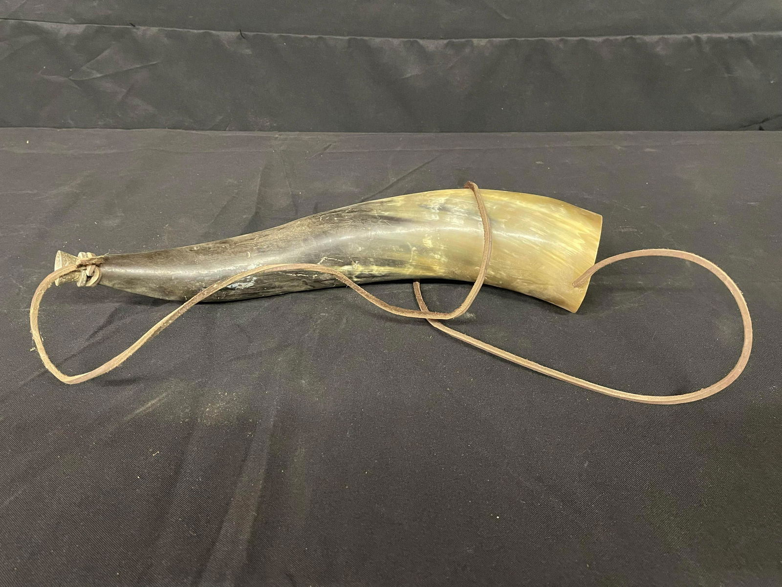 Powder Horn With Leather Carrying Strap (1 of 2)