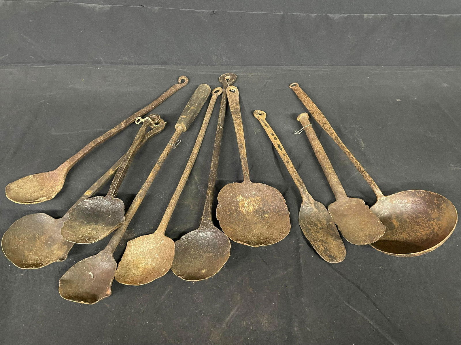 Large Collection Of Hand Forged Cast Iron Believed To Be Lead Smelting Ladles - Civil War Era (1 of 3)