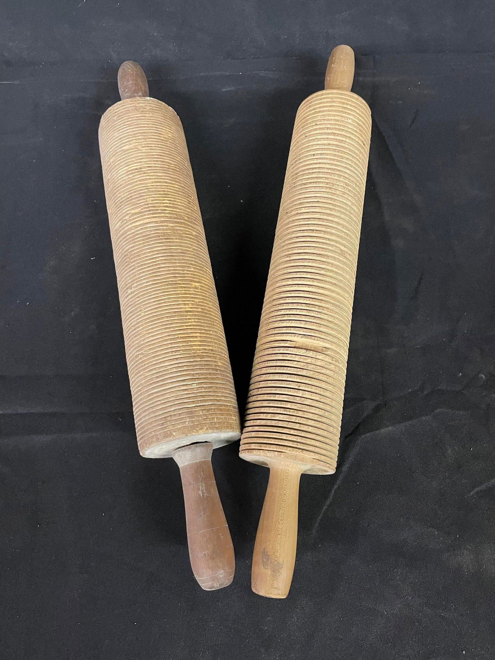 Pair Of Primitive Pasta Cutting Rolling Pins: Pair Of Primitive Pasta Cutting Rolling Pins