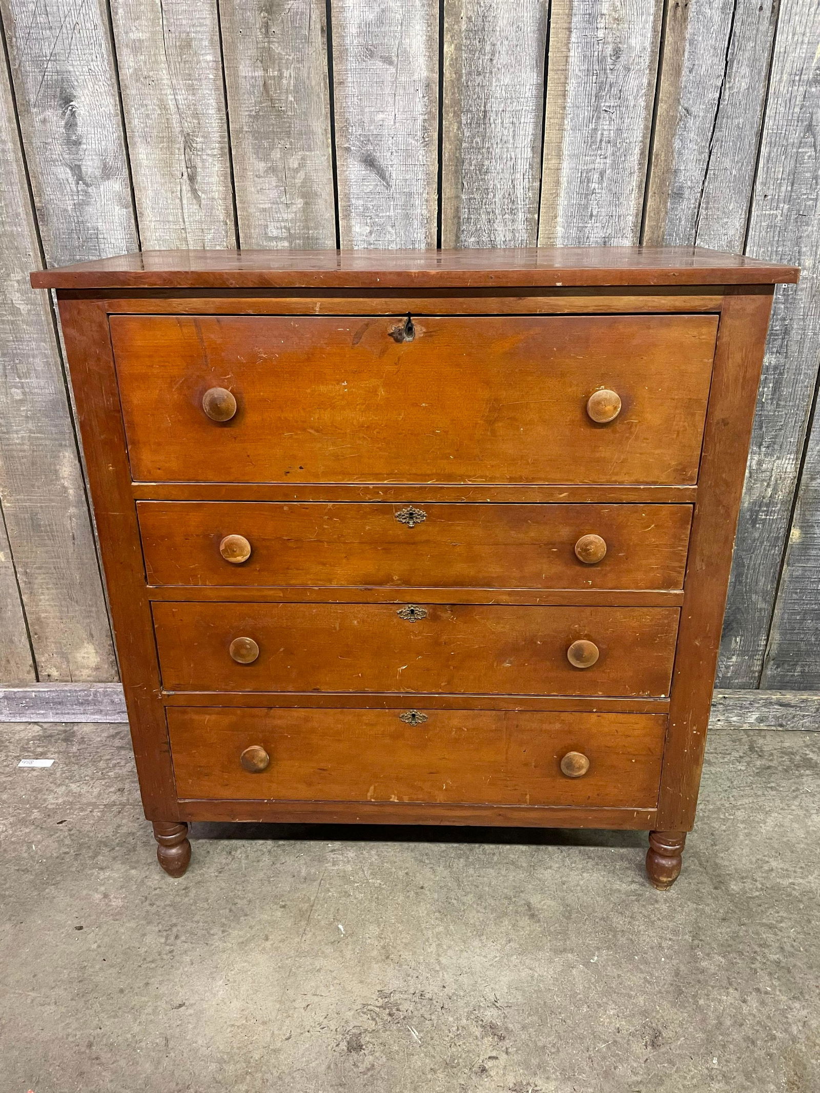Antique Cherry Chest Of Drawers With Spool Legs (1 of 4)