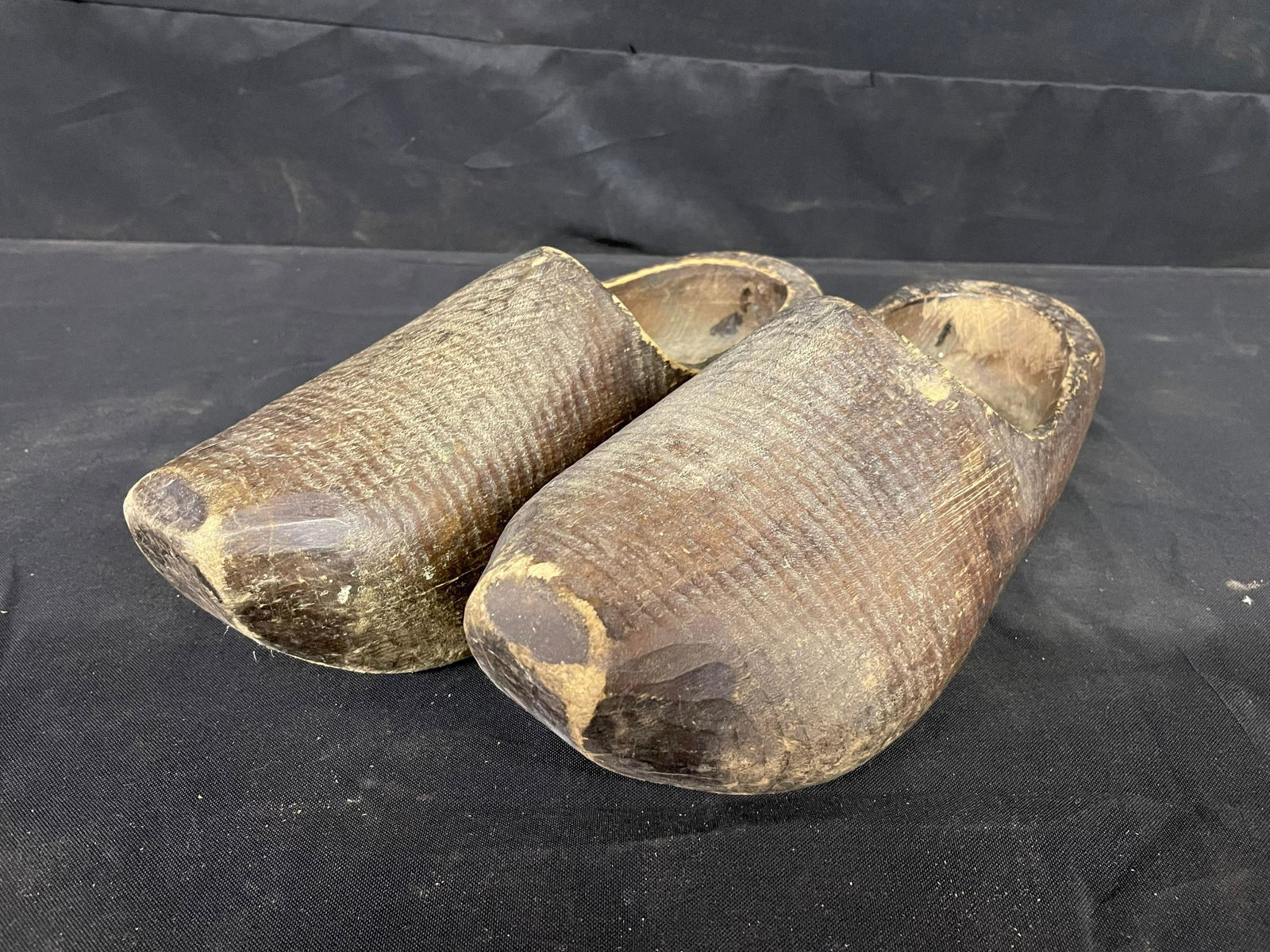 Pair Of Early Hand Carved Wooden Shoes - Clogs (1 of 4)