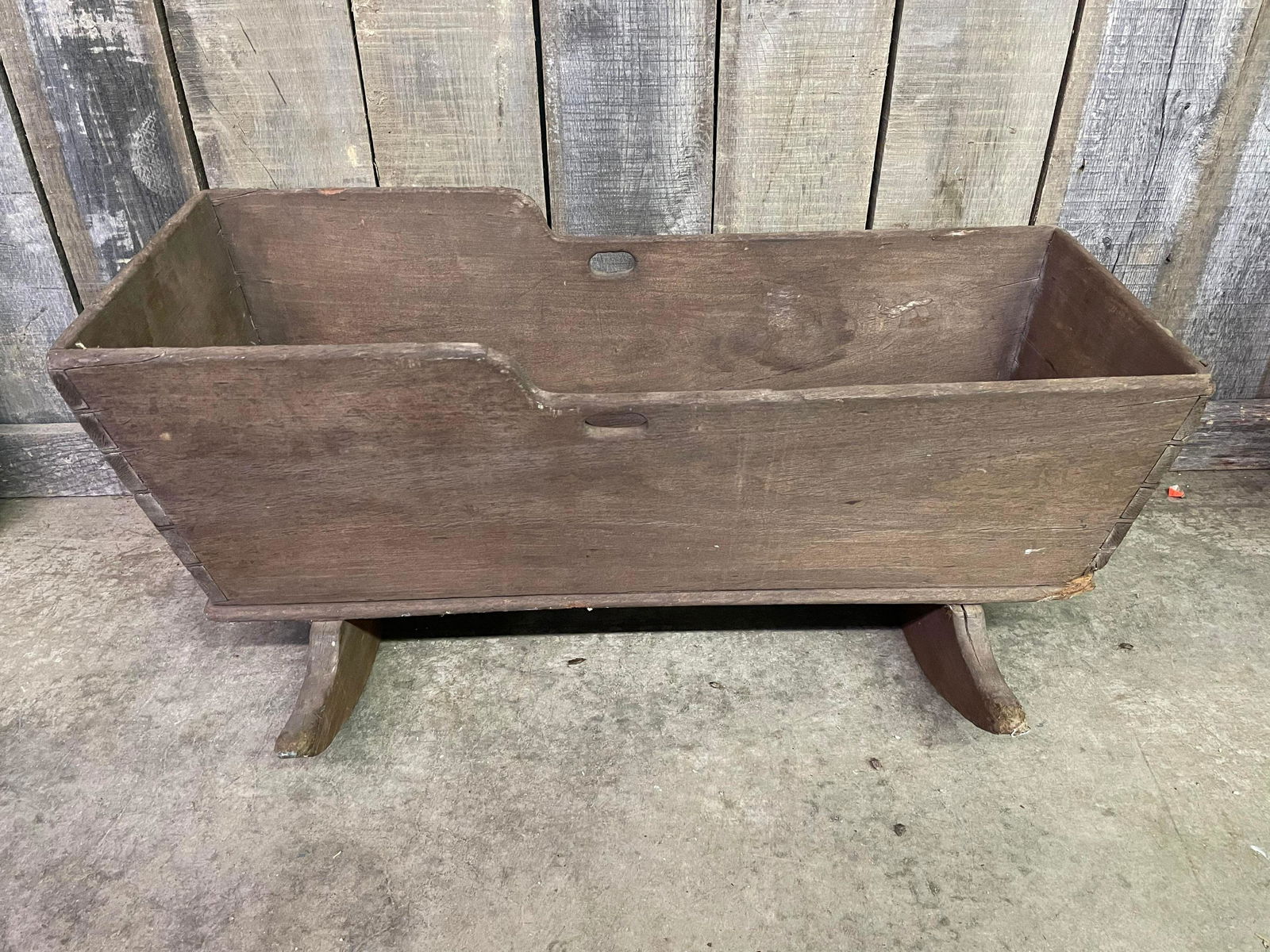 Early Wooden Children's Rocking Cradle Dovetailed Primitive (1 of 4)