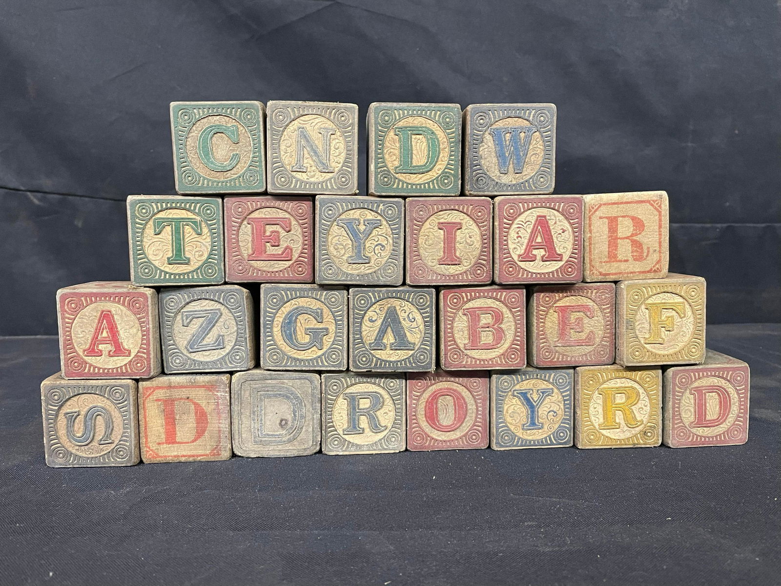 Pair Of Early Wooden Children's Letter Blocks (1 of 2)