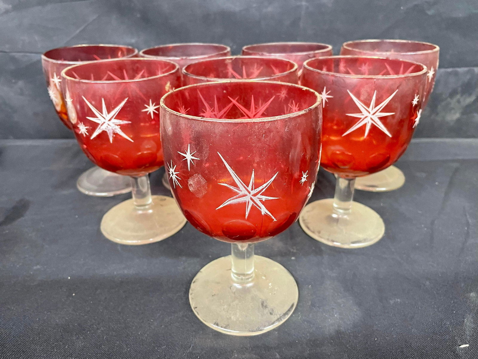 Mid-Century Ruby Red Etched Glass (1 of 1)