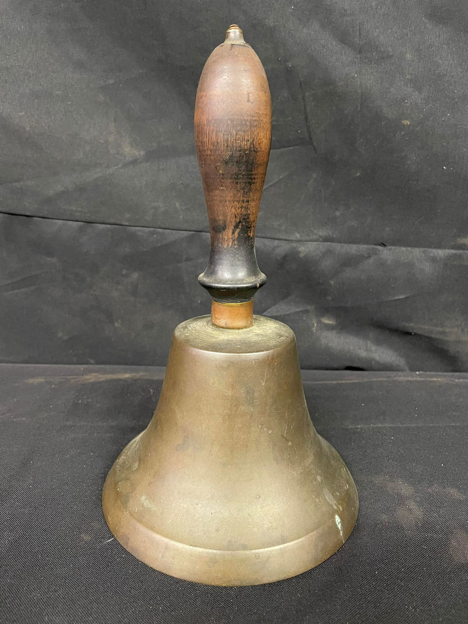 Large Brass Bell With Wooden Handle (1 of 1)