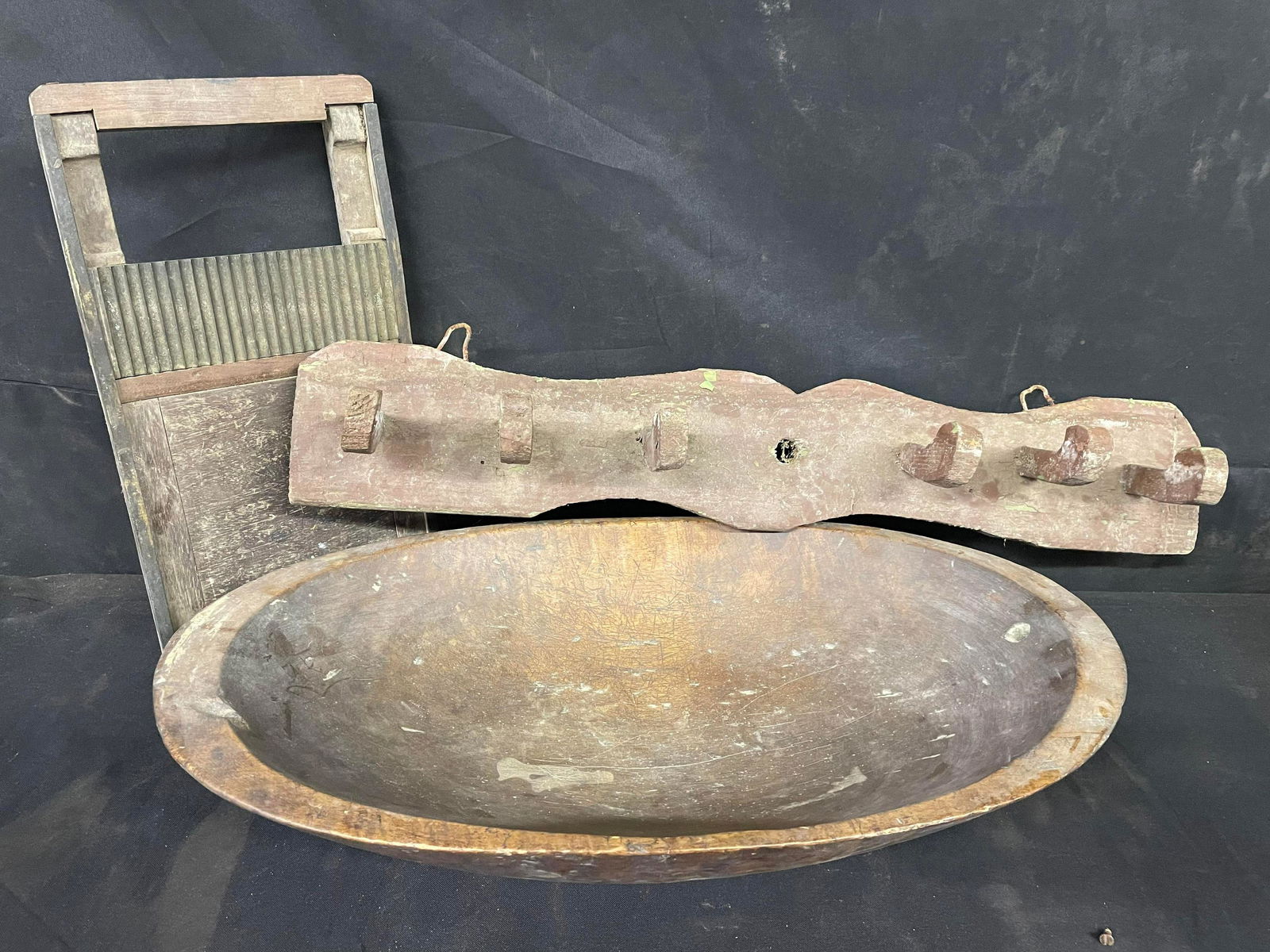 Large Early Primitive Items Including Dough Bowl (1 of 2)