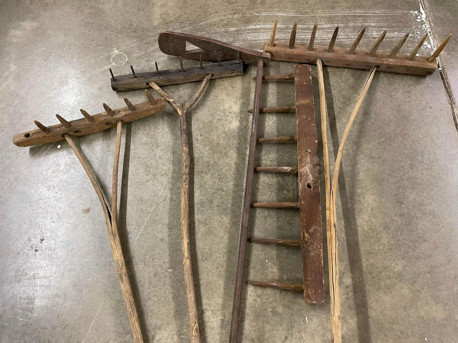 Early Rake Wooden Hand Tool Collection (1 of 2)