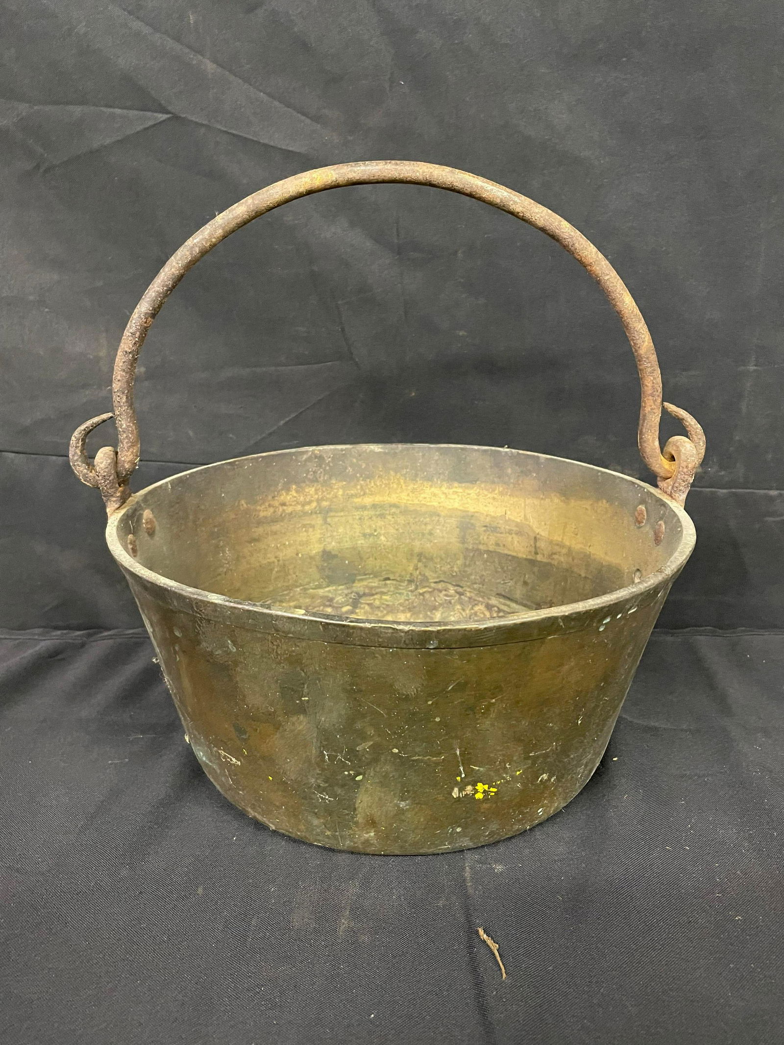 Antique Copper Cauldron With Wrought Iron Handle (1 of 1)