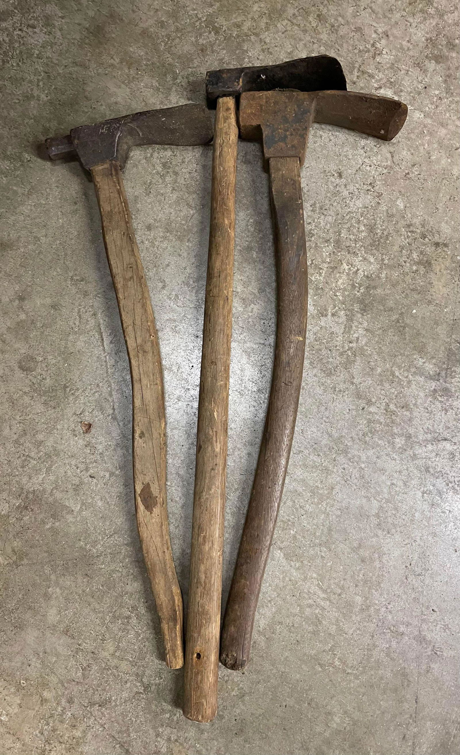 Trio Of Primitive Antique Pickaxe - Hoes (1 of 1)