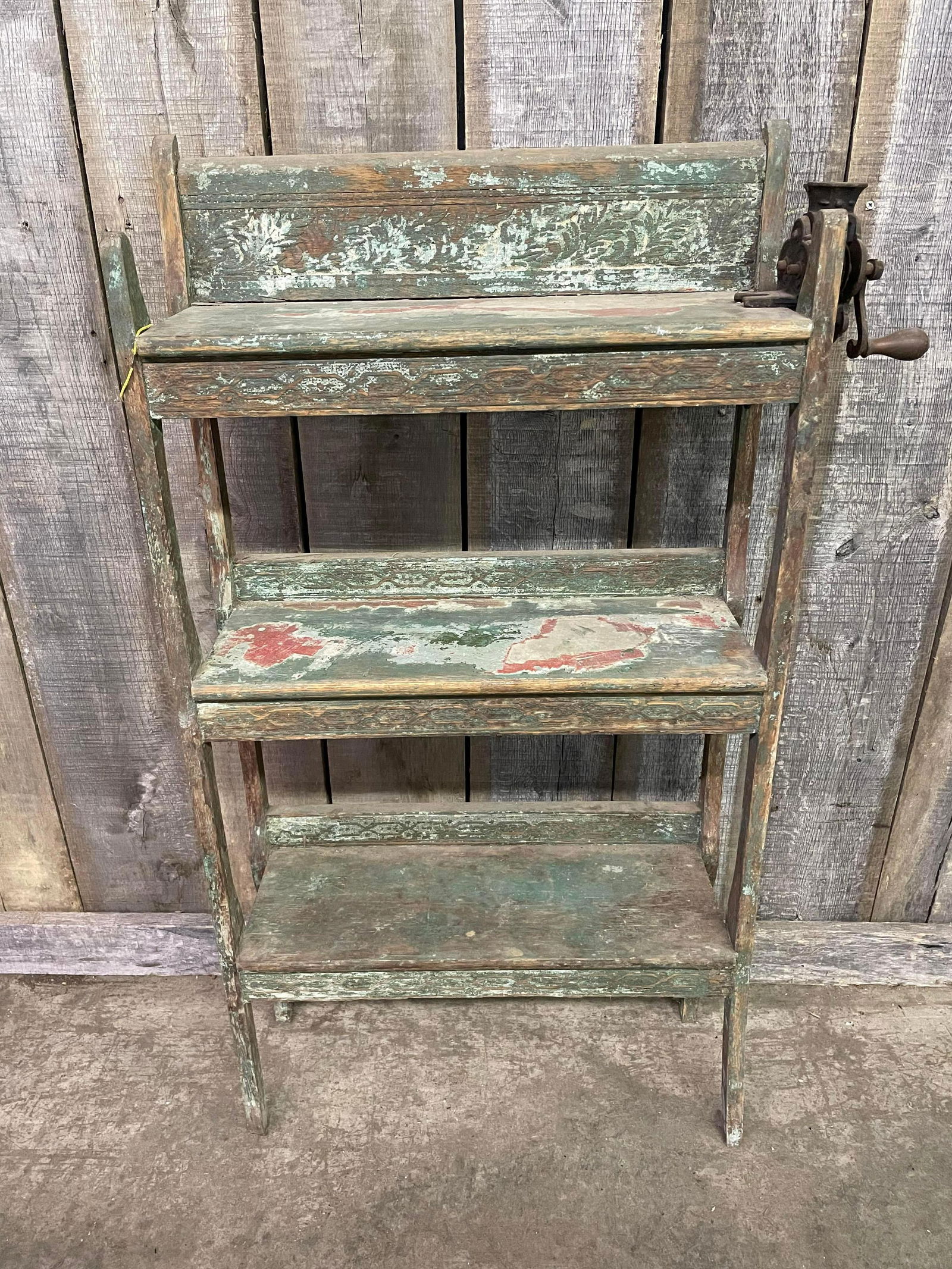 Primitive Painted Wooden Taffy Stand With Cast Iron Candy/Taffy Press (1 of 5)