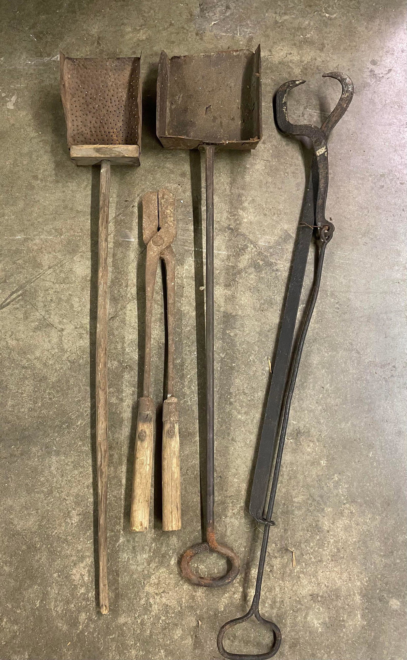 Group Of Early Blacksmithing Tools: Group Of Early Blacksmithing Tools