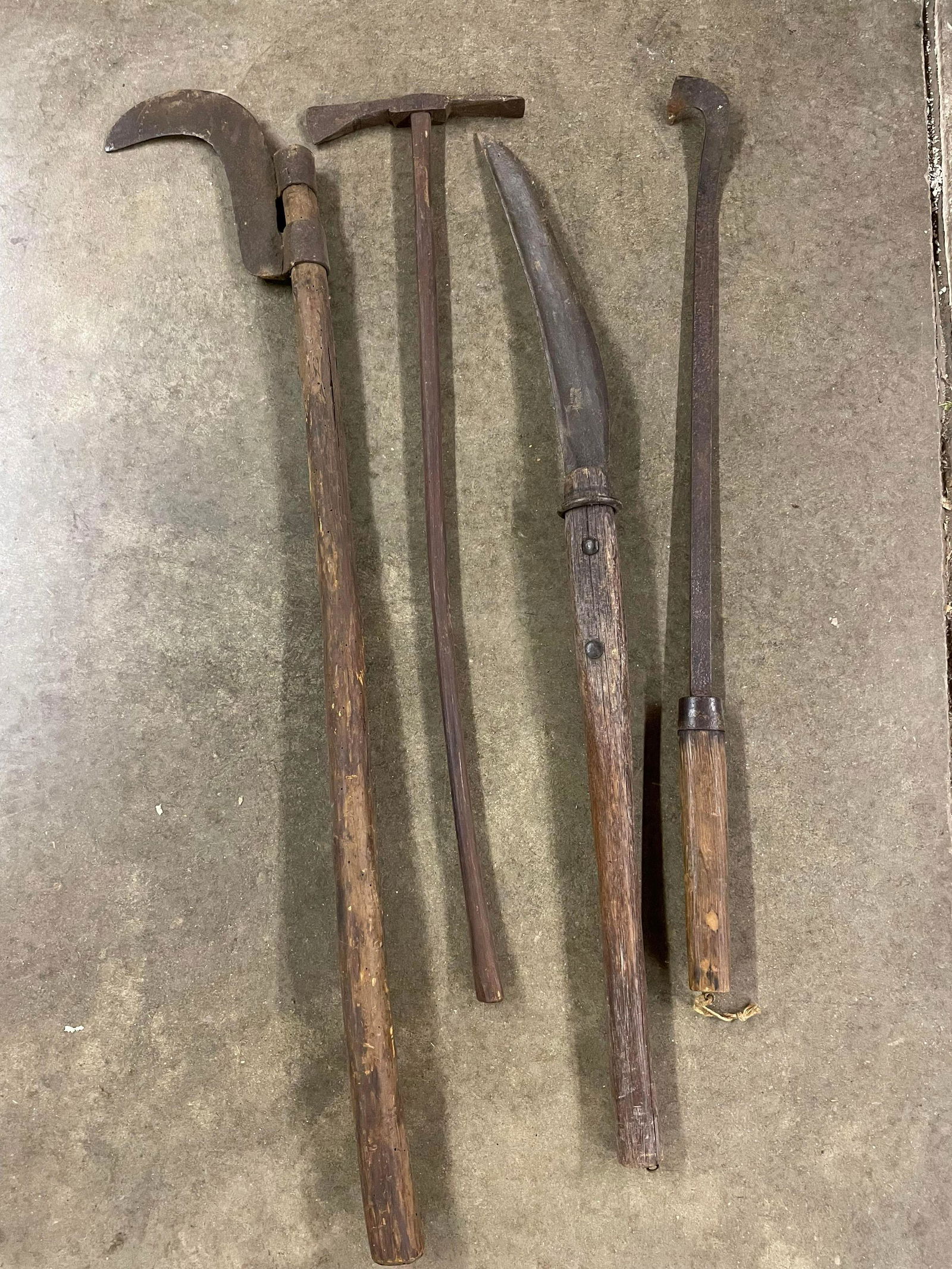 Collection Of Primitive Tools Including Blacksmithing Tools, Brush Axe